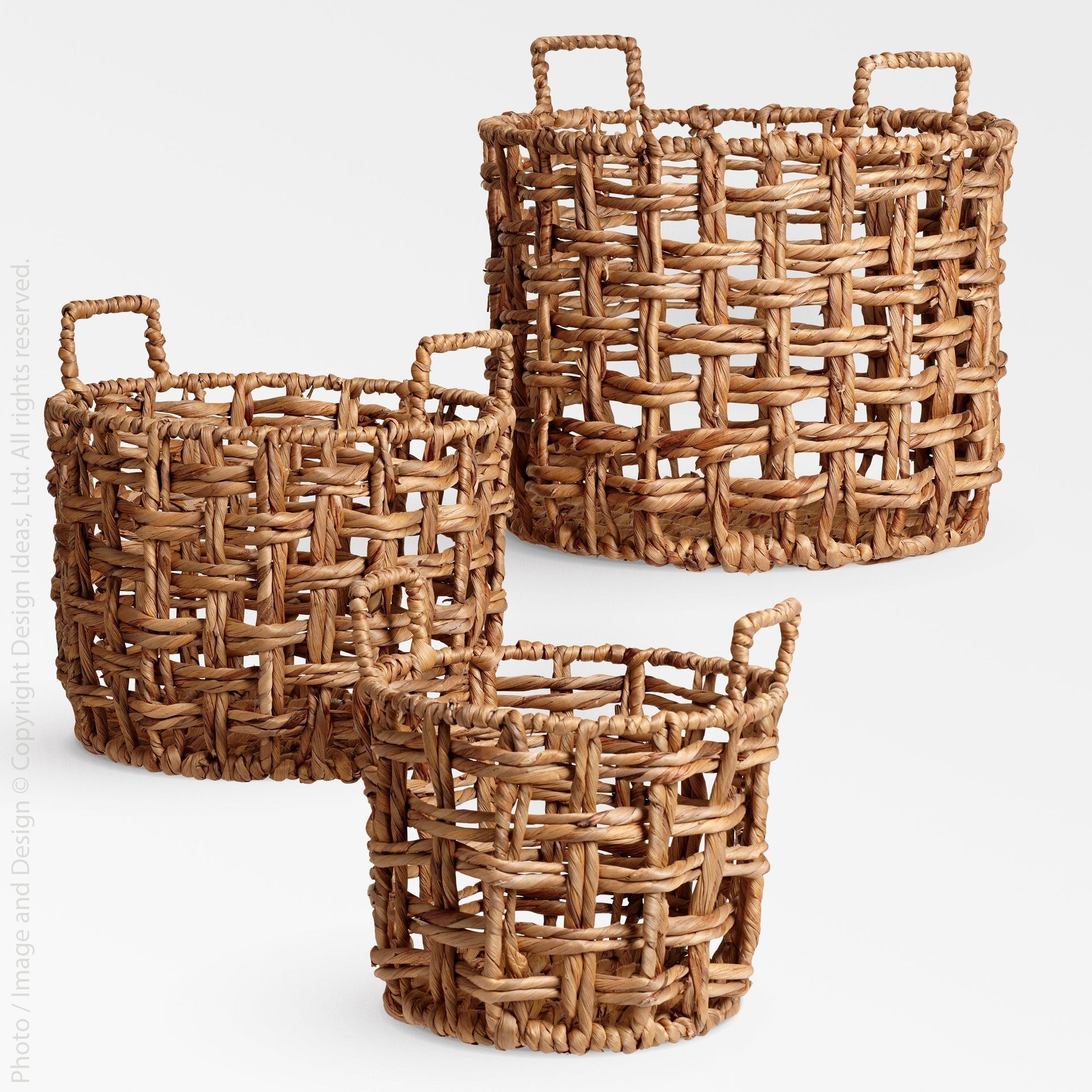 Set of 3 Small Water Hyacinth Baskets (Low) — Vatima Home