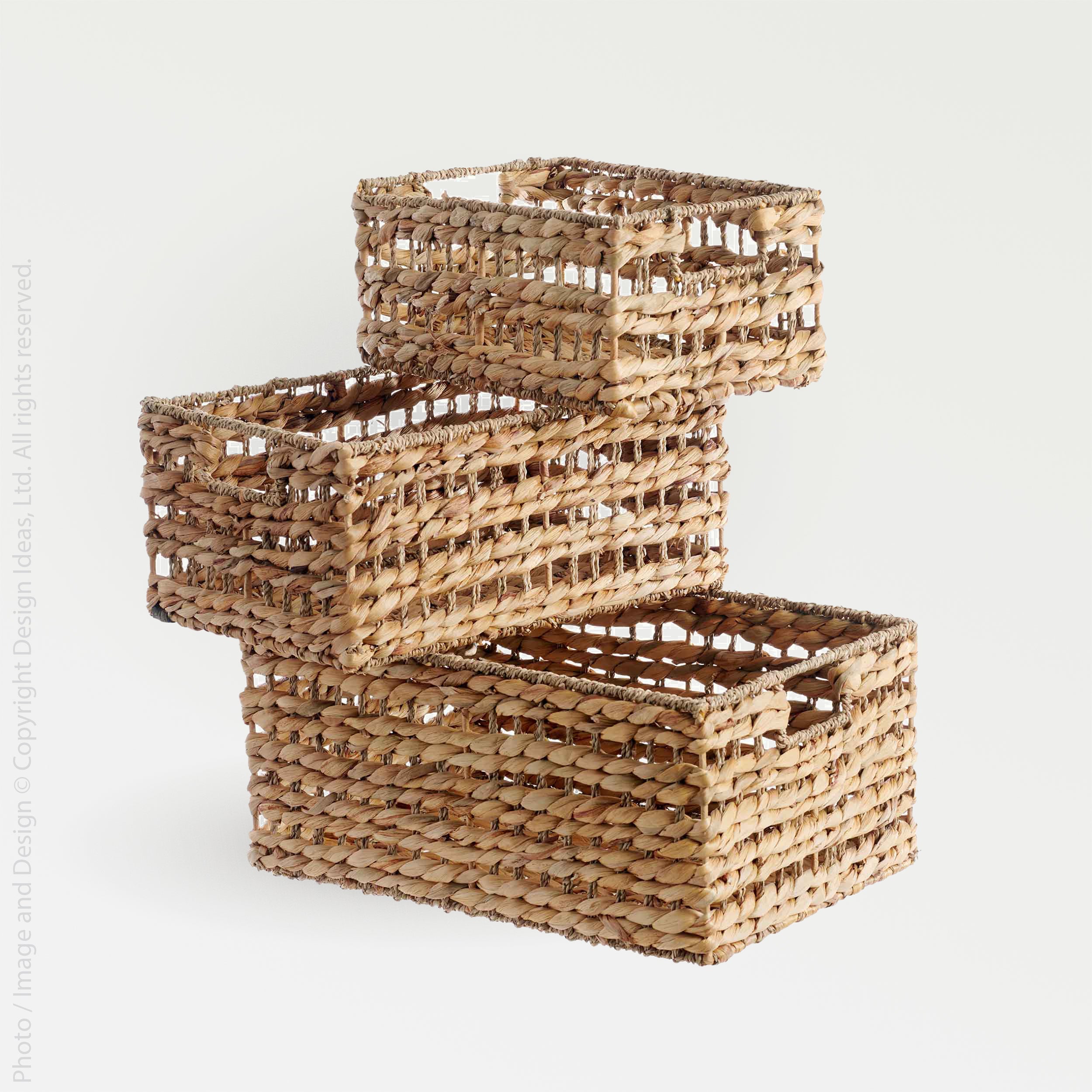 Lomi™ baskets (set of 3) - Natural | Image 1 | Premium Basket from the Lomi collection | made with Water Hyacinth Twine for long lasting use | texxture