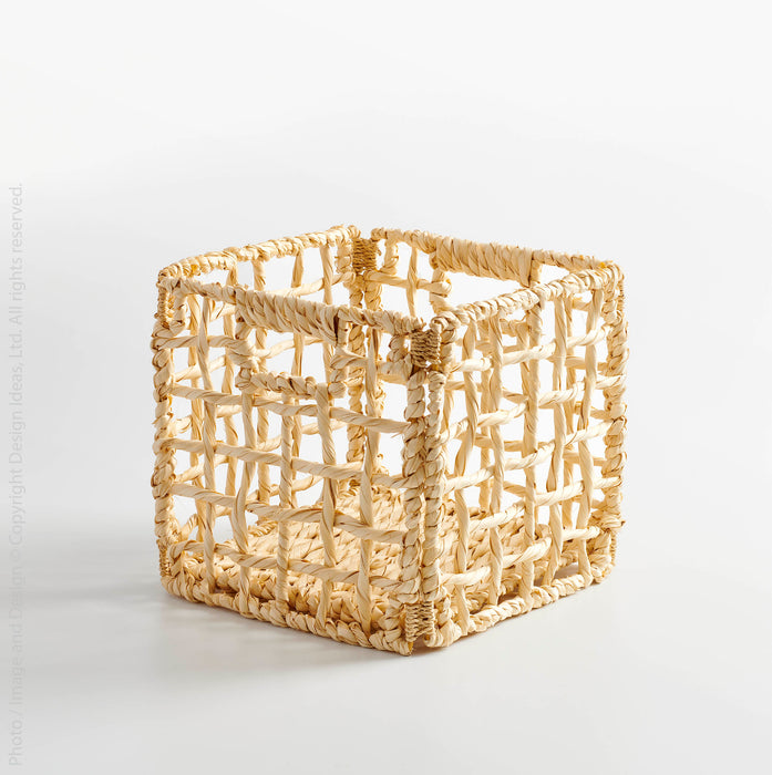 Mackinaw™ Small Hand Woven Palm and Metal Basket (9.8 x 9.8 x 9.8 in)