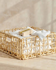 Mackinaw™ Large Hand Woven Palm and Metal Basket (13.8 x13.8 x 7.1 in.)