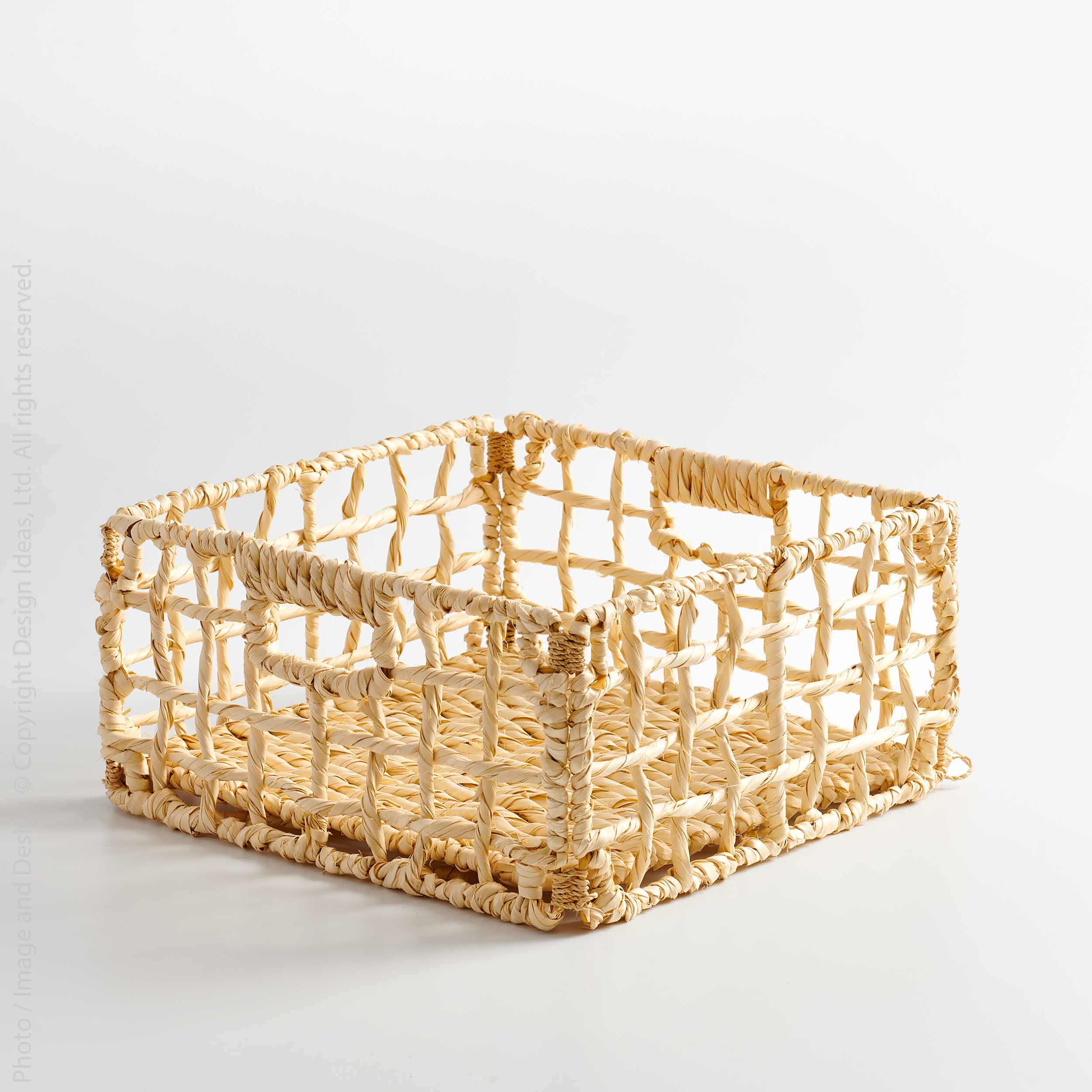 Mackinaw™ Large Hand Woven Palm and Metal Basket - texxture™