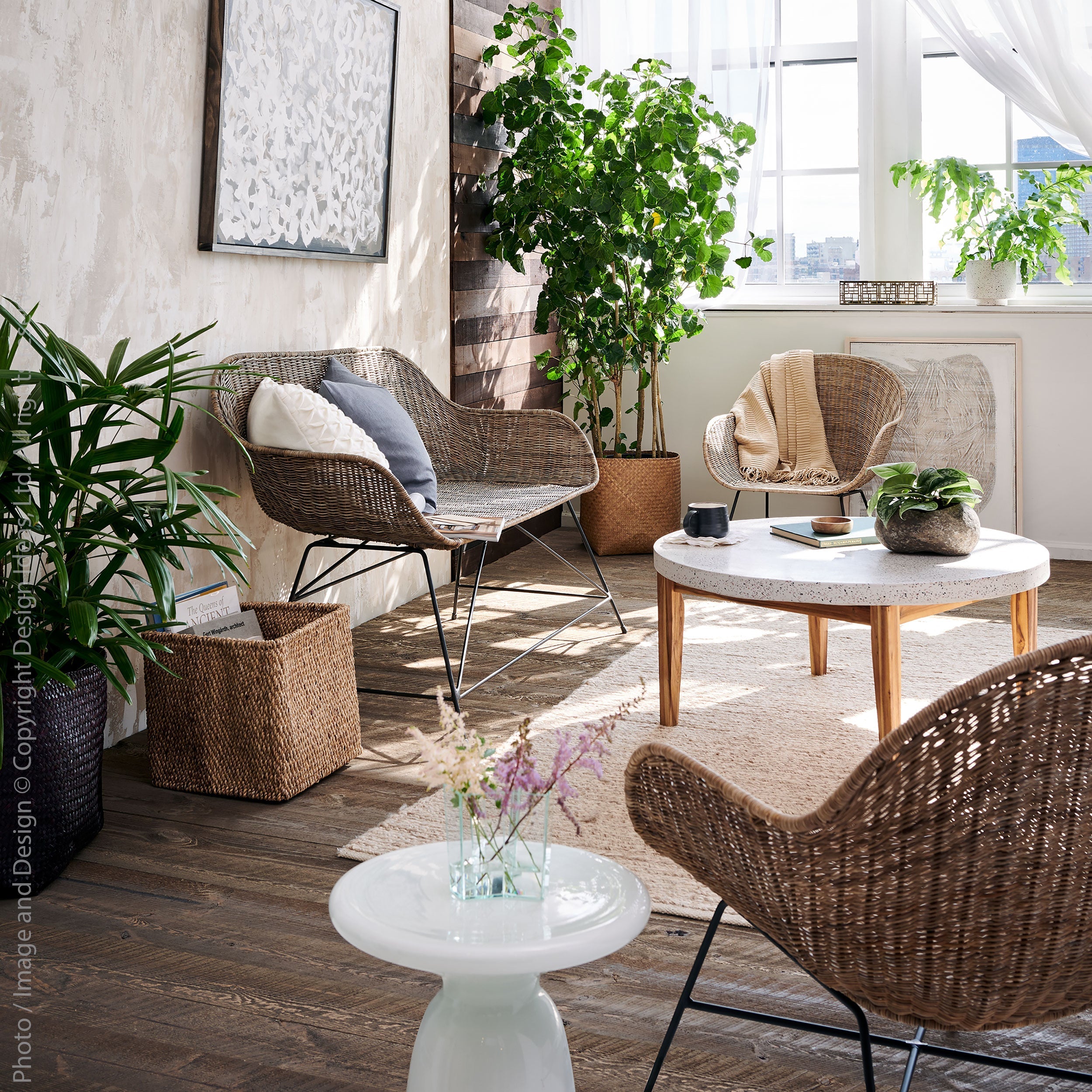 Rattan shop settee bench