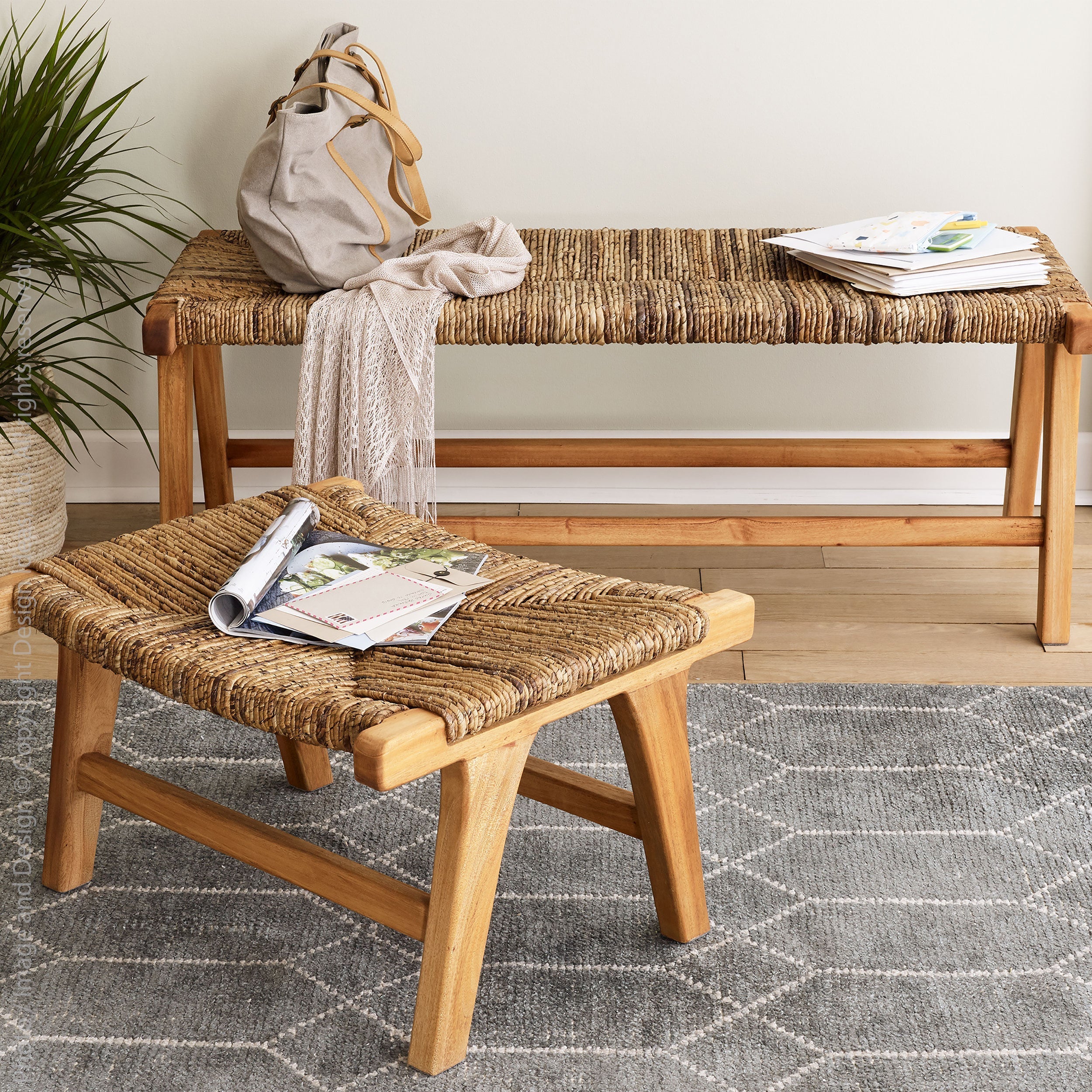 Copenhagen Banana Tree Bark Ottoman   | Image 3 | From the Copenhagen Collection | Exquisitely crafted with natural banana tree bark for long lasting use | Available in natural color | texxture home