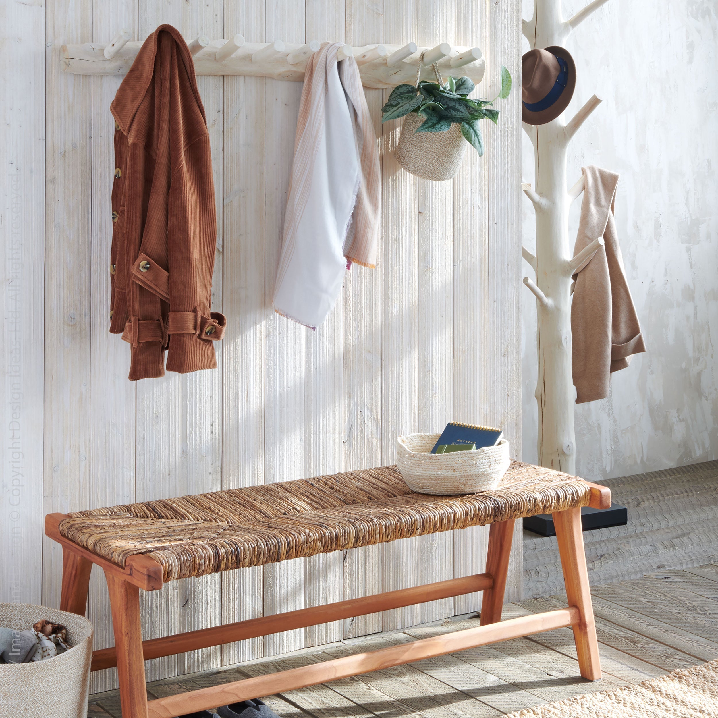 Copenhagen Banana Tree Bark Bench Natural Color | Image 2 | From the Copenhagen Collection | Masterfully crafted with natural banana tree bark for long lasting use | Available in natural color | texxture home
