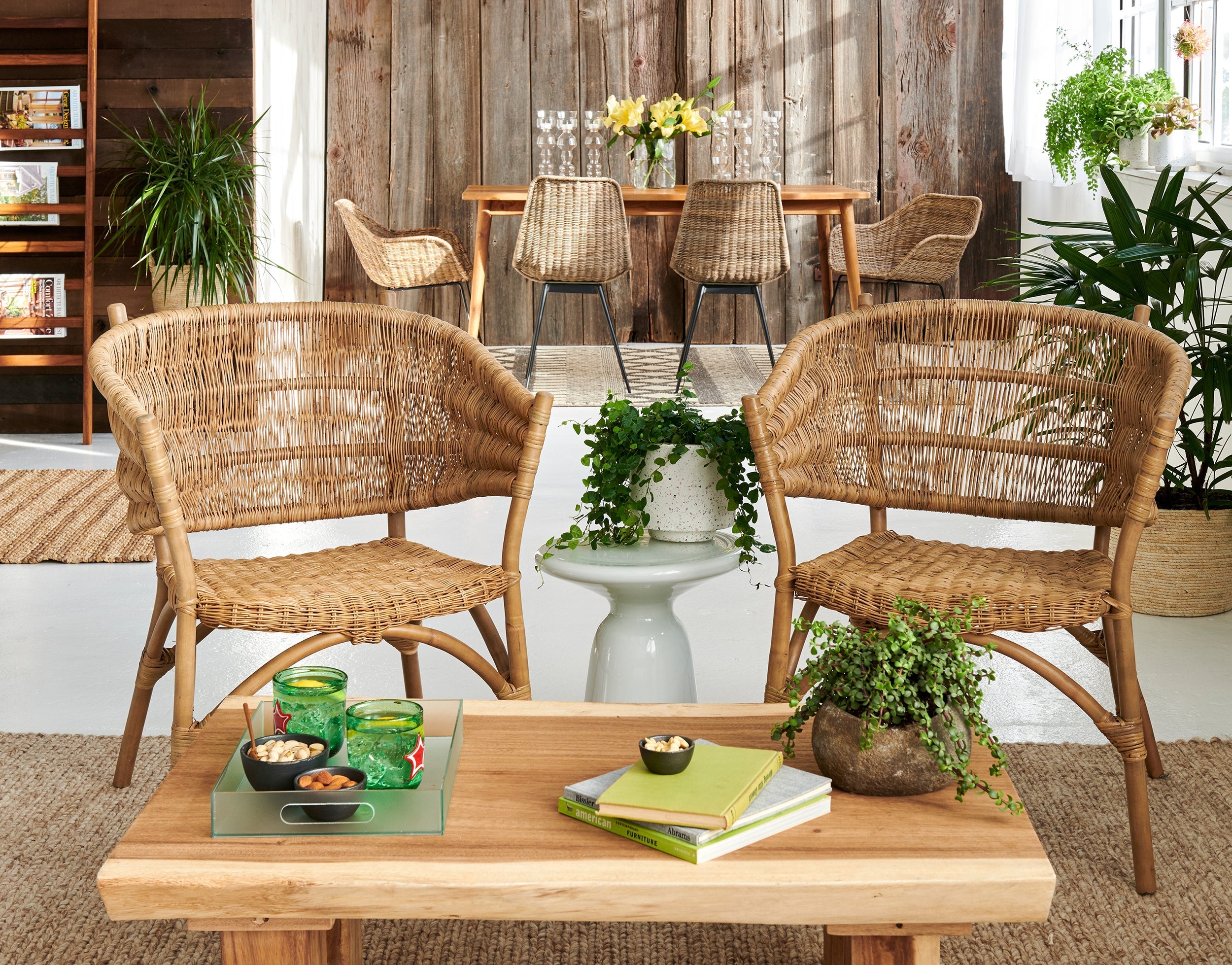 Colored rattan 2025 chairs