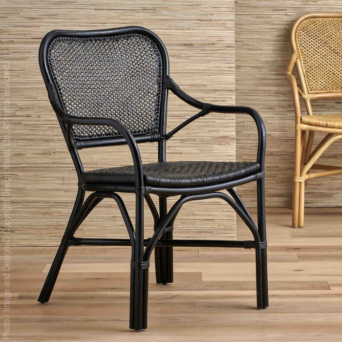 Lanai™ Chair - Black | Image 4 | Premium Chair from the Lanai collection | made with 100% Rattan Core for long lasting use | texxture