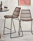 Brisbane™ Welded Iron and Woven Rattan and Steel Bar Stool - (colors: Natural) | Premium Stool from the Brisbane™ collection | made with Rattan and Steel for long lasting use