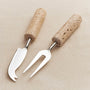 Marbella™ Hand Crafted Metal and Travertine Cheese Knives (set of 2) - (colors: Natural) | Premium Utensils from the Marbella™ collection | made with Metal and Travertine for long lasting use