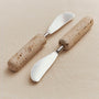 Marbella™ Hand Crafted Metal and Travertine Spreaders (set of 2) - (colors: Natural) | Premium Utensils from the Marbella™ collection | made with Metal and Travertine for long lasting use