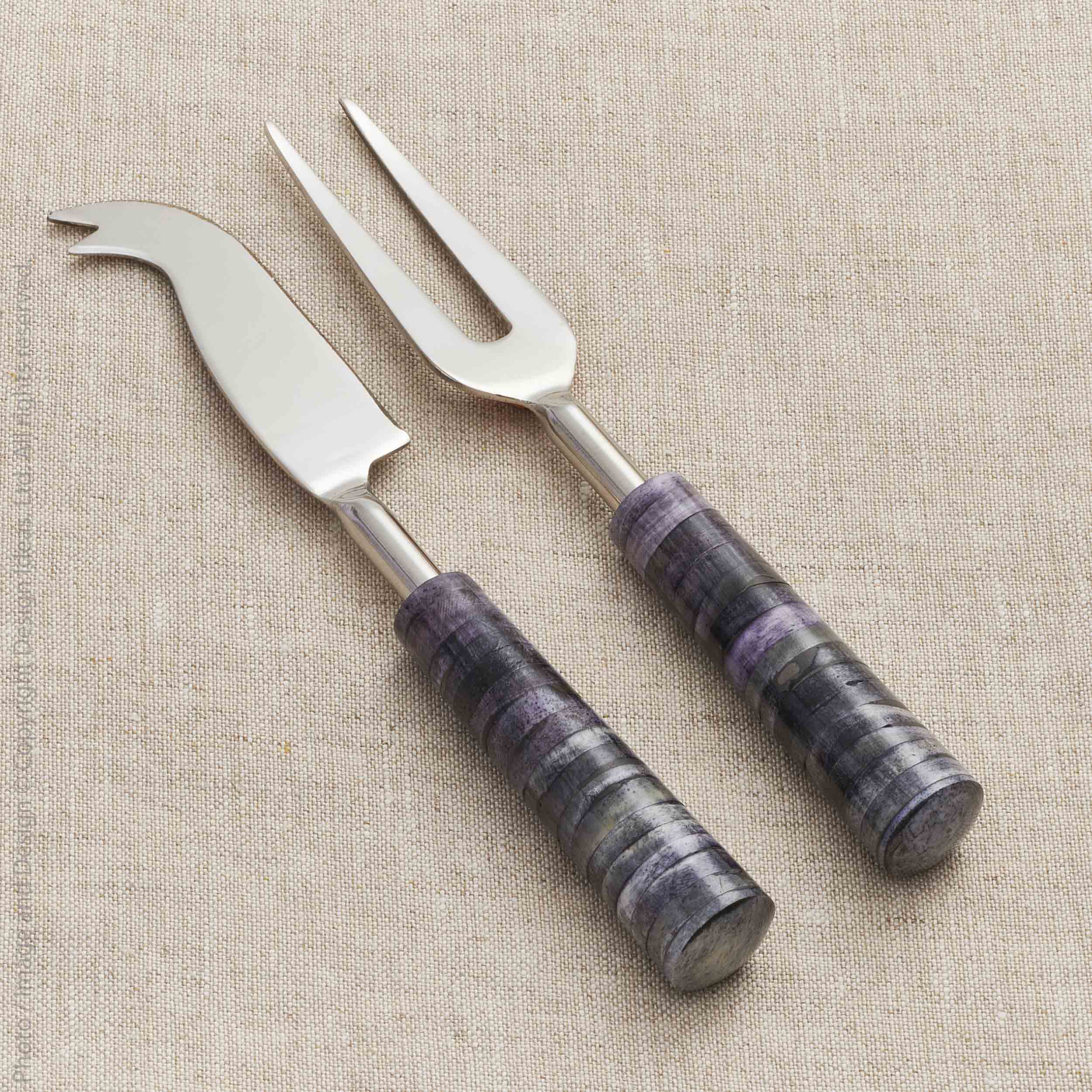 Fiori™ Handmade Stainless Steel and Bone Cheese Knives (set of 2) - (colors: Multi) | Premium Utensils from the Fiori™ collection | made with Stainless Steel and Bone for long lasting use