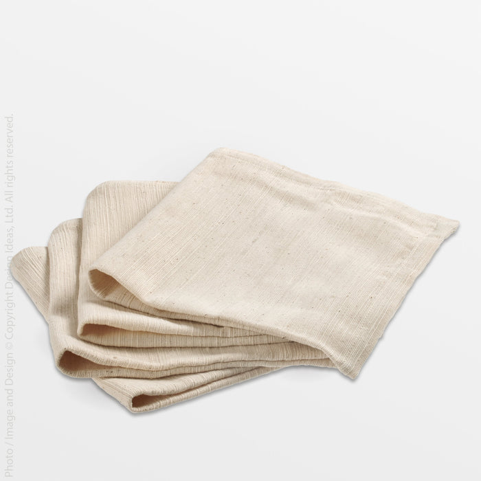 Capri Tightly Woven Cotton Napkins (Set of 4) - natural Color | Image 1 | From the Capri Collection | Expertly Tightly Woven with natural cotton for long lasting use | These napkins are sustainably sourced | Available in natural color | texxture home