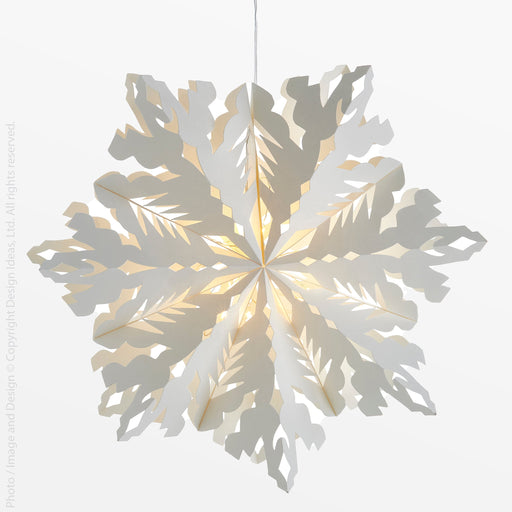 Flurry Petunia LED Paper Snowflake  -   | Image 1 | From the Flurry Collection | Masterfully created with natural paper for long lasting use | Available in natural color | texxture home