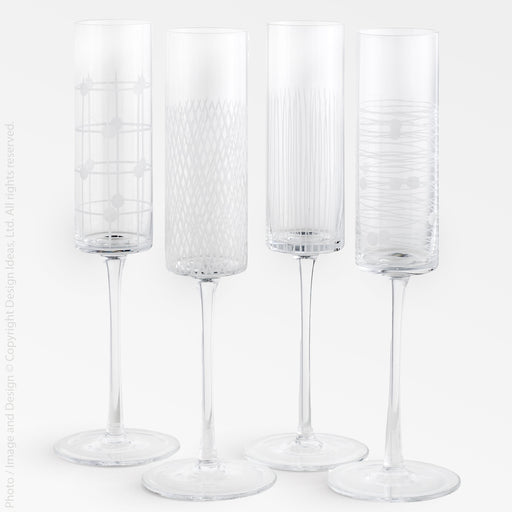 Endra™ champagne flutes (6 oz: set of 4) - Clear | Image 1 | Premium Glass from the Endra collection | made with Glass for long lasting use | texxture