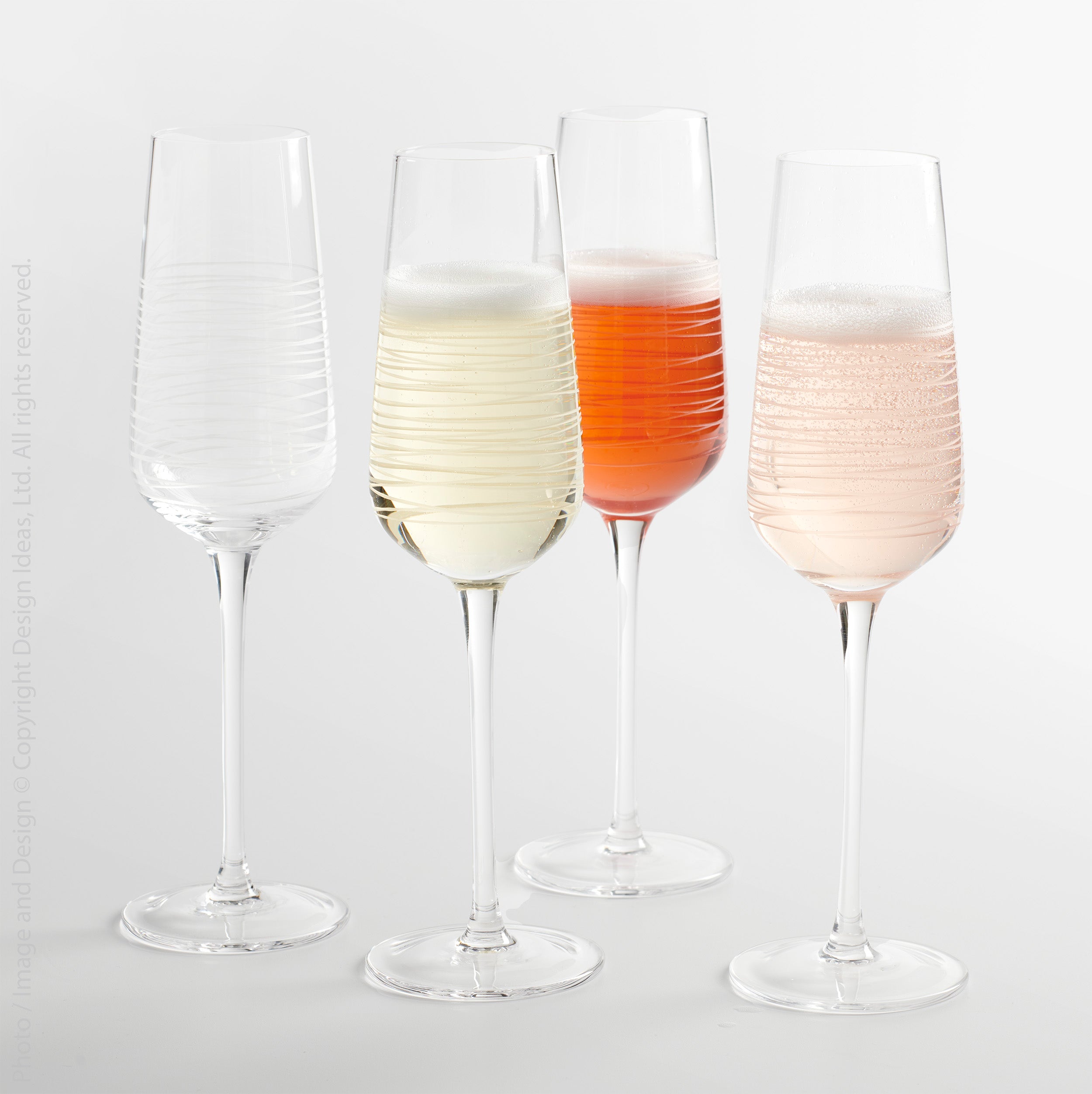 Solis™ Mouth Blown Glass Champagne Flute (set of 4) - (colors: Clear) | Premium Glass from the Solis™ collection | made with Glass for long lasting use