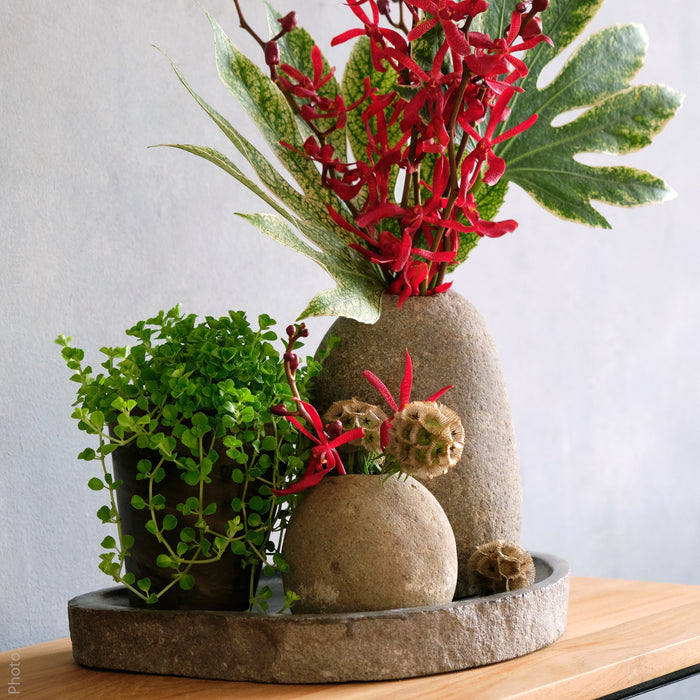 Stoneshard™ vase (4x5.5x6.3in) - Black | Image 3 | Premium Vase from the Stoneshard collection | made with Riverstone for long lasting use | texxture