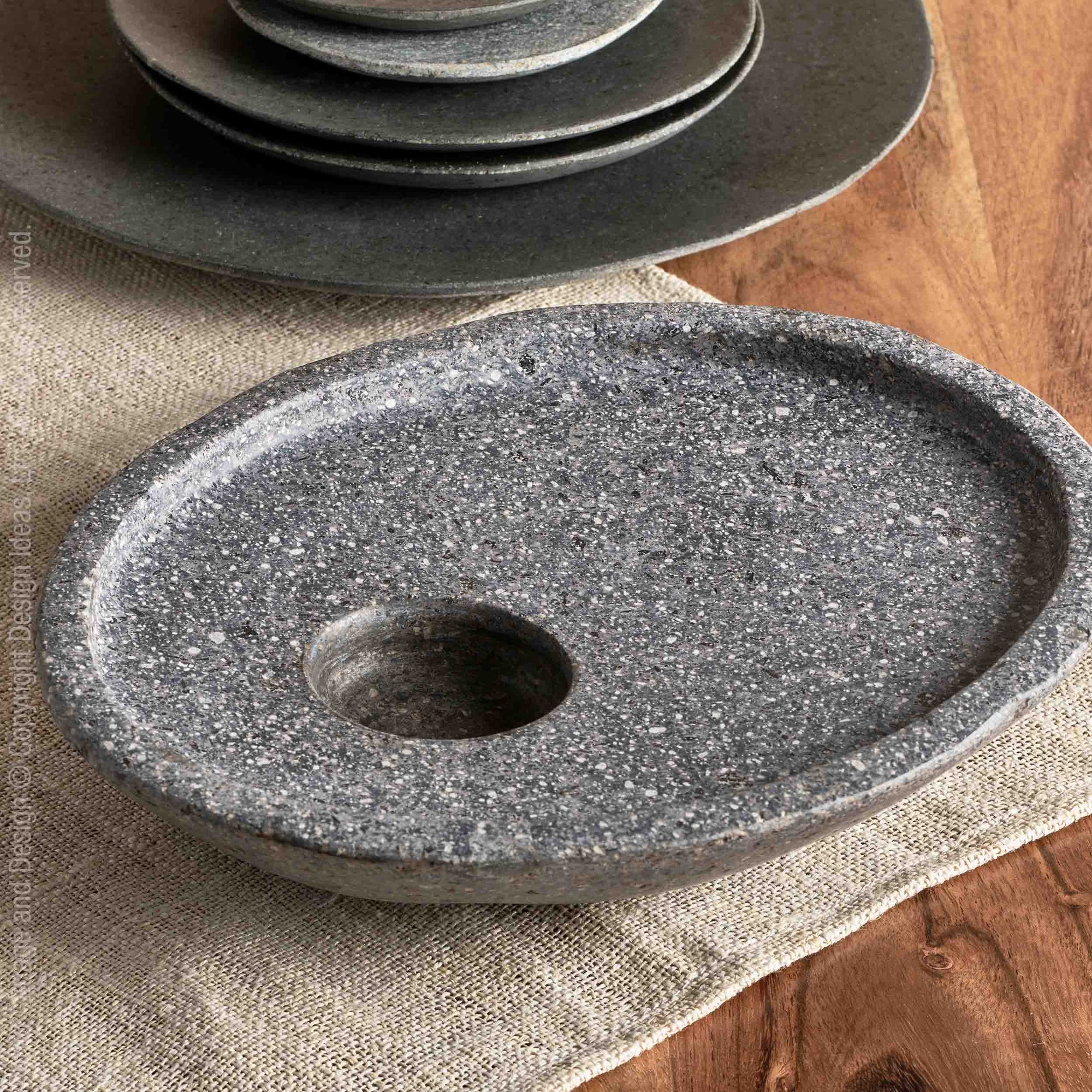 Stoneshard™ appetizer tray - Natural | Image 1 | Premium Tray from the Stoneshard collection | made with 100% Riverstone for long lasting use | texxture