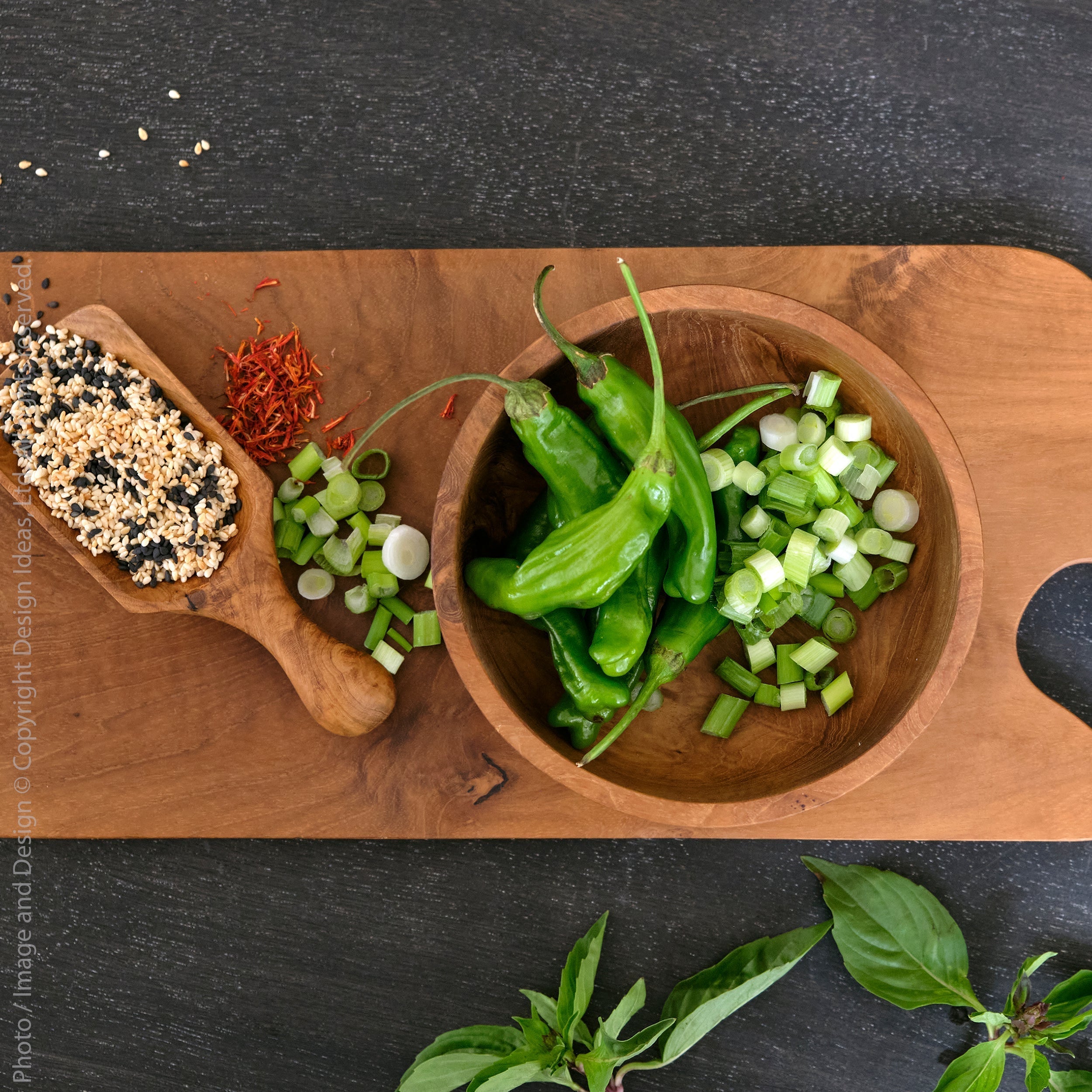 Chiku™ platter (15.75x6.3x.6in) - Natural | Image 9 | Premium Platter from the Chiku collection | made with Teak for long lasting use | sustainably sourced with recycled materials | texxture