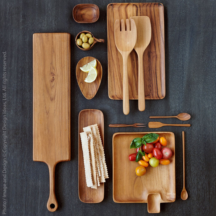 Chiku Teak Rectangular Bowl Natural Color | Image 3 | From the Chiku Collection | Exquisitely assembled with natural teak for long lasting use | This bowl is sustainably sourced | Available in natural color | texxture home