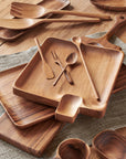 Chiku Teak Serving Tray Natural Color | Image 3 | From the Chiku Collection | Skillfully assembled with natural teak for long lasting use | This tray is sustainably sourced | Available in natural color | texxture home