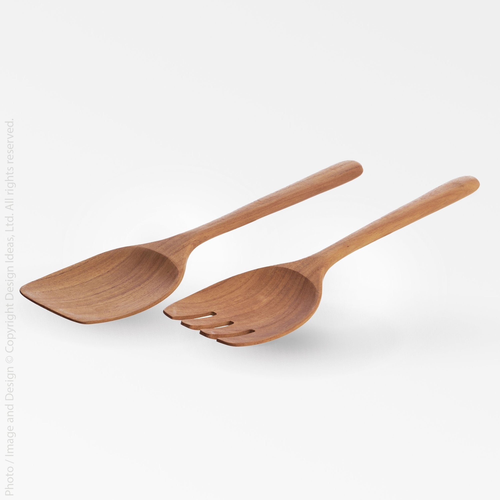 Chiku Teak Salad Servers - Black Color | Image 1 | From the Chiku Collection | Masterfully crafted with natural teak for long lasting use | These utensils are sustainably sourced | Available in natural color | texxture home