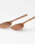 Chiku Teak Salad Servers - Black Color | Image 1 | From the Chiku Collection | Masterfully crafted with natural teak for long lasting use | These utensils are sustainably sourced | Available in natural color | texxture home