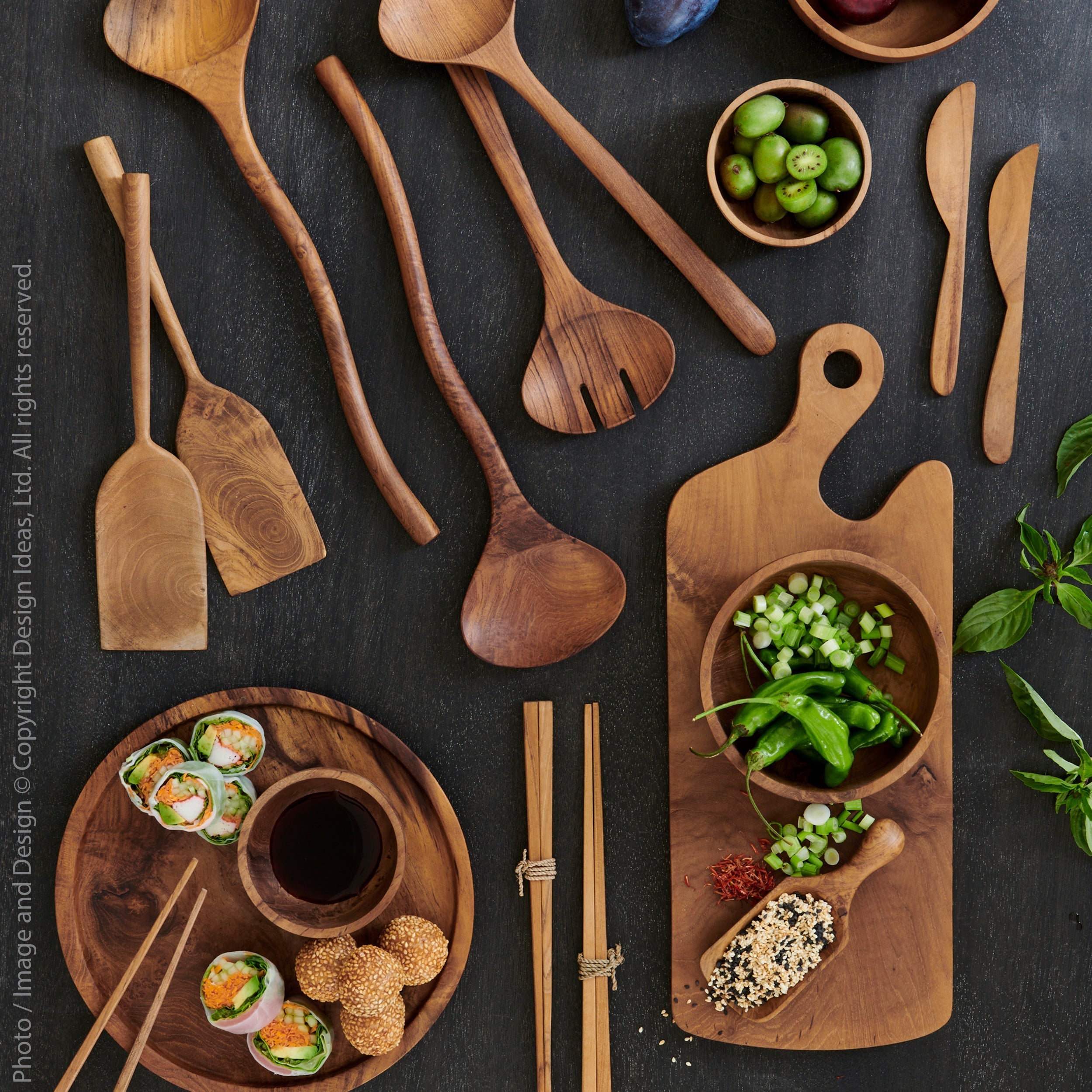 Chiku Teak Chopsticks Natural Color | Image 3 | From the Chiku Collection | Masterfully assembled with natural teak for long lasting use | These utensils are sustainably sourced | Available in natural color | texxture home