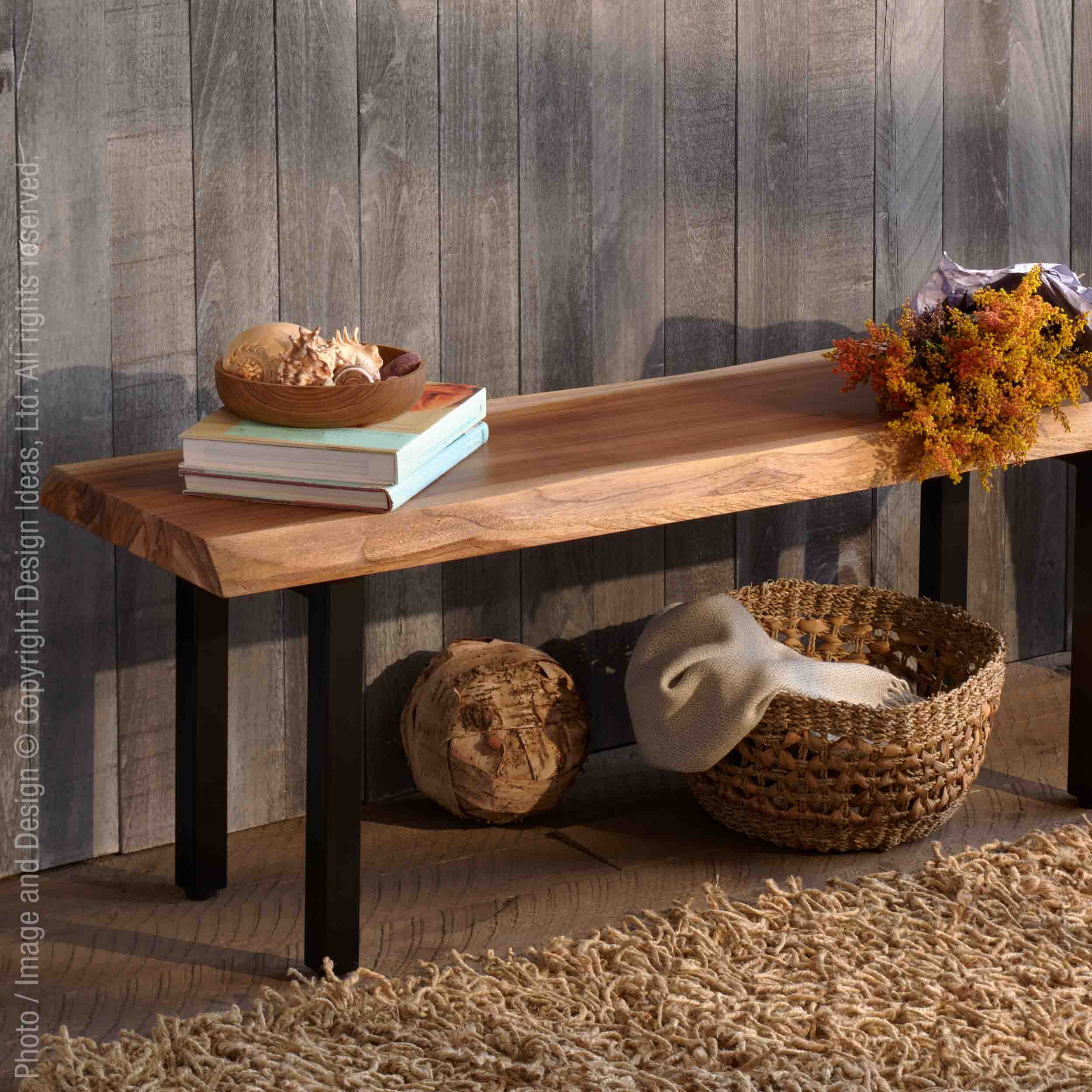 Takara™ Teak Live Edge Dining Bench - Natural | Image 2 | Premium Bench from the Takara collection | made with Teak for long lasting use | texxture