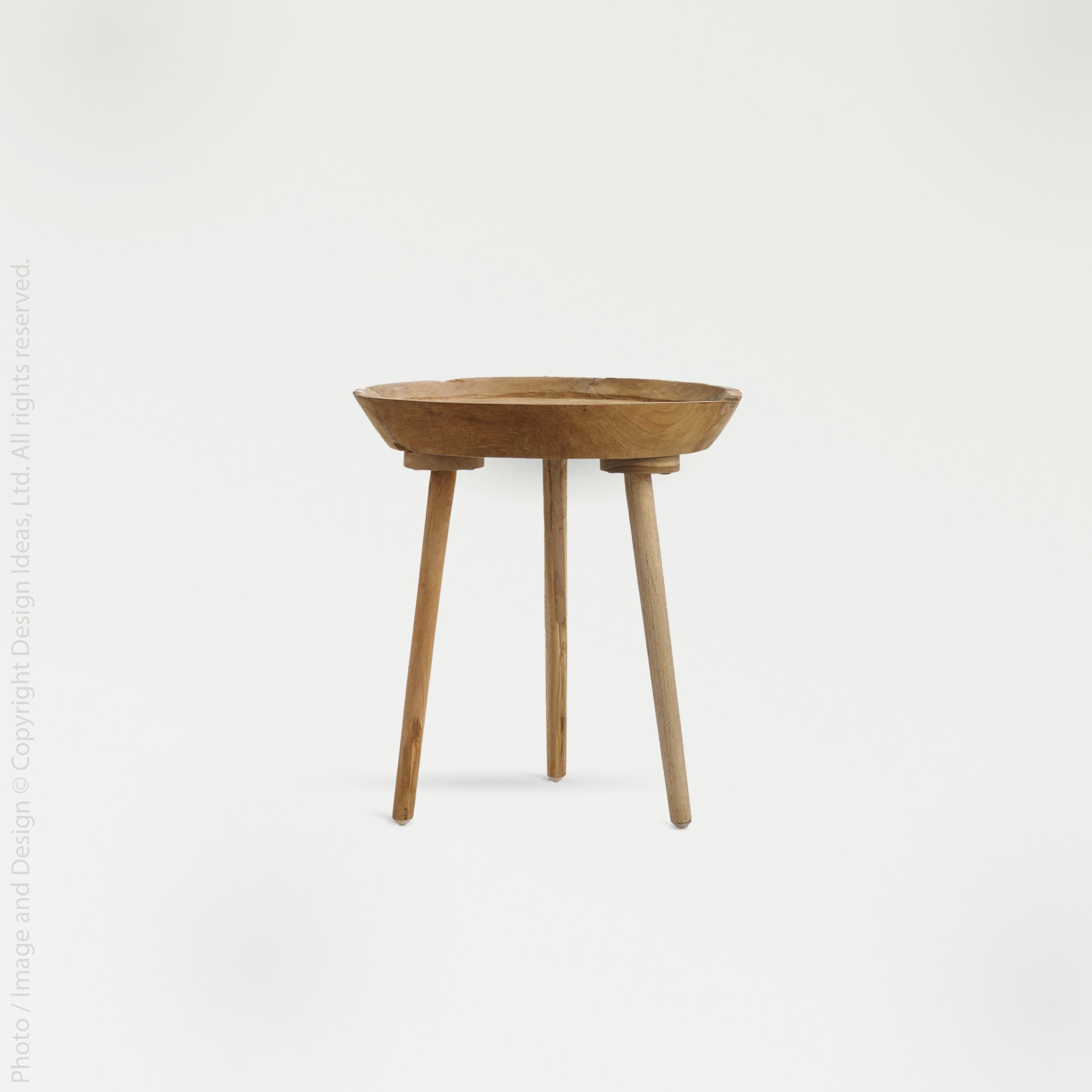 Takara Teak Round Table (Short) - Silver Color | Image 1 | From the Takara Collection | Masterfully assembled with natural teak for long lasting use | This table is sustainably sourced | Available in natural color | texxture home