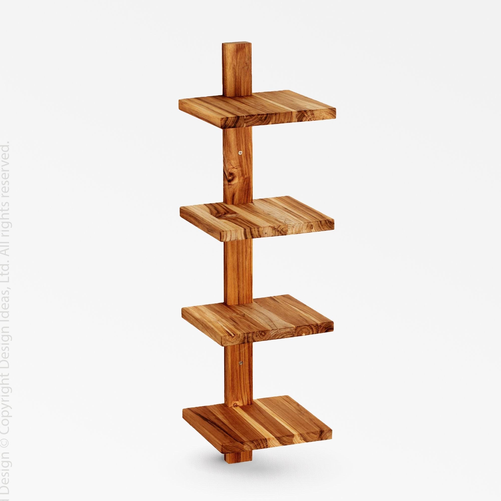 Takara Teak Column Shelf (Small) - Natural Color | Image 1 | From the Takara Collection | Elegantly assembled with solid teak for long lasting use | This shelf is sustainably sourced | Available in natural color | texxture home
