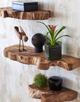 Takara Teak Live Edge Shelf (X-Large) Black Color | Image 2 | From the Takara Collection | Skillfully assembled with natural teak for long lasting use | This shelf is sustainably sourced | Available in natural color | texxture home