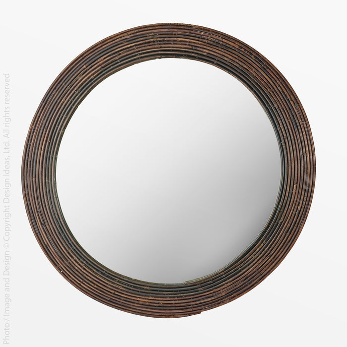 Nevari Rattan Mirror - Black Color | Image 1 | From the Nevis Collection | Expertly crafted with natural rattan for long lasting use | Available in natural color | texxture home