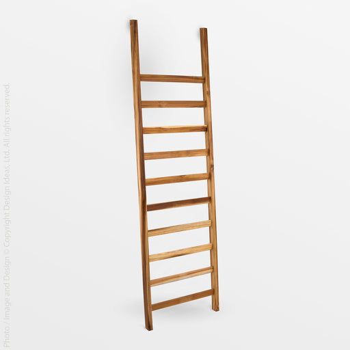 Takara Teak Ladder - Silver Color | Image 1 | From the Takara Collection | Masterfully handmade with natural teak for long lasting use | This ladder is sustainably sourced | Available in natural color | texxture home