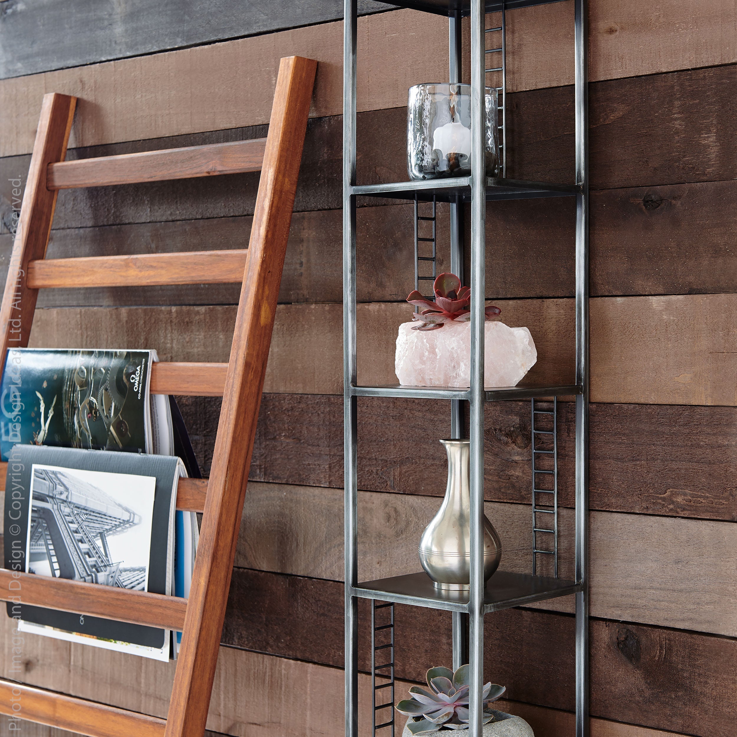 Takara Teak Ladder Black Color | Image 3 | From the Takara Collection | Masterfully handmade with natural teak for long lasting use | This ladder is sustainably sourced | Available in natural color | texxture home
