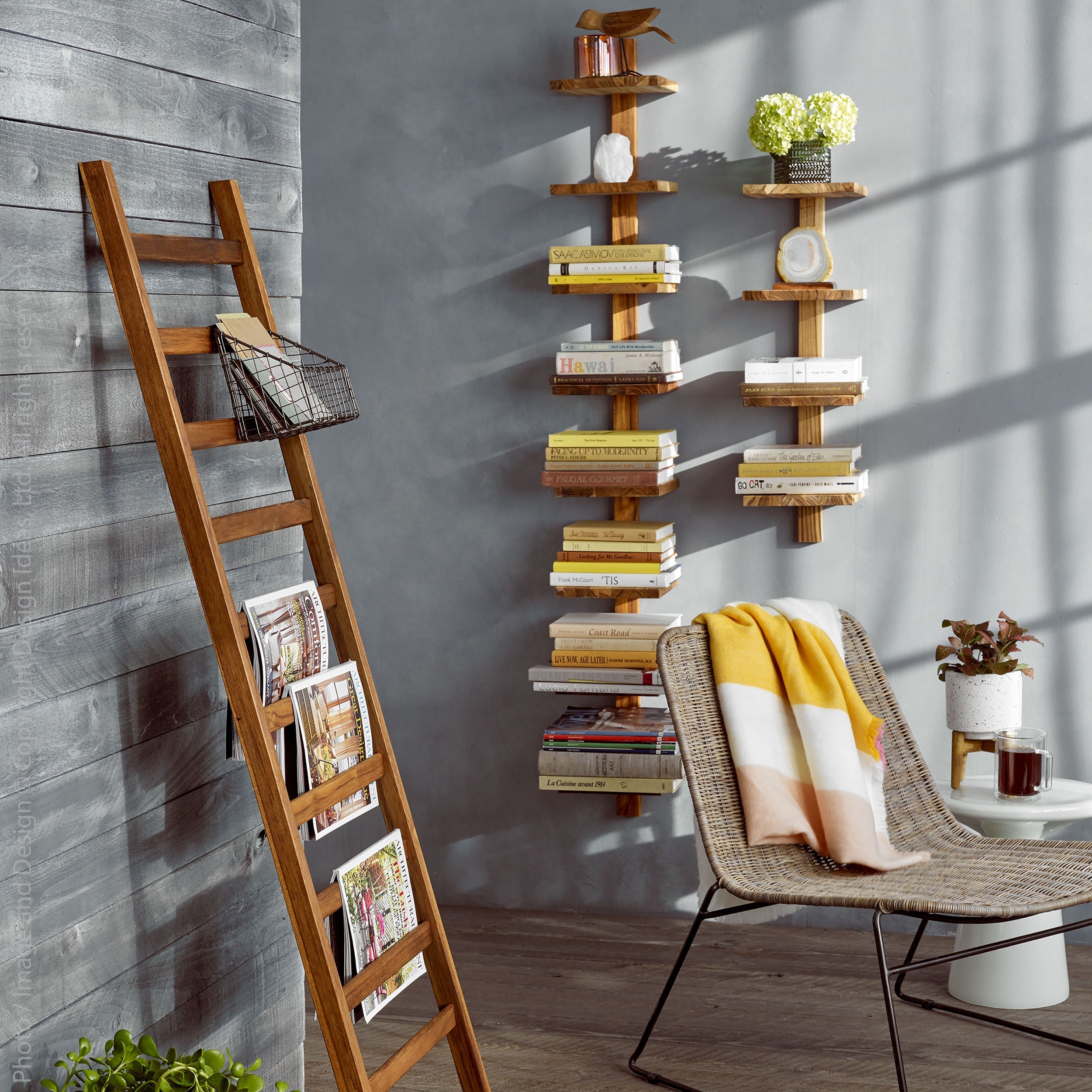 Takara Teak Ladder Black Color | Image 4 | From the Takara Collection | Masterfully handmade with natural teak for long lasting use | This ladder is sustainably sourced | Available in natural color | texxture home