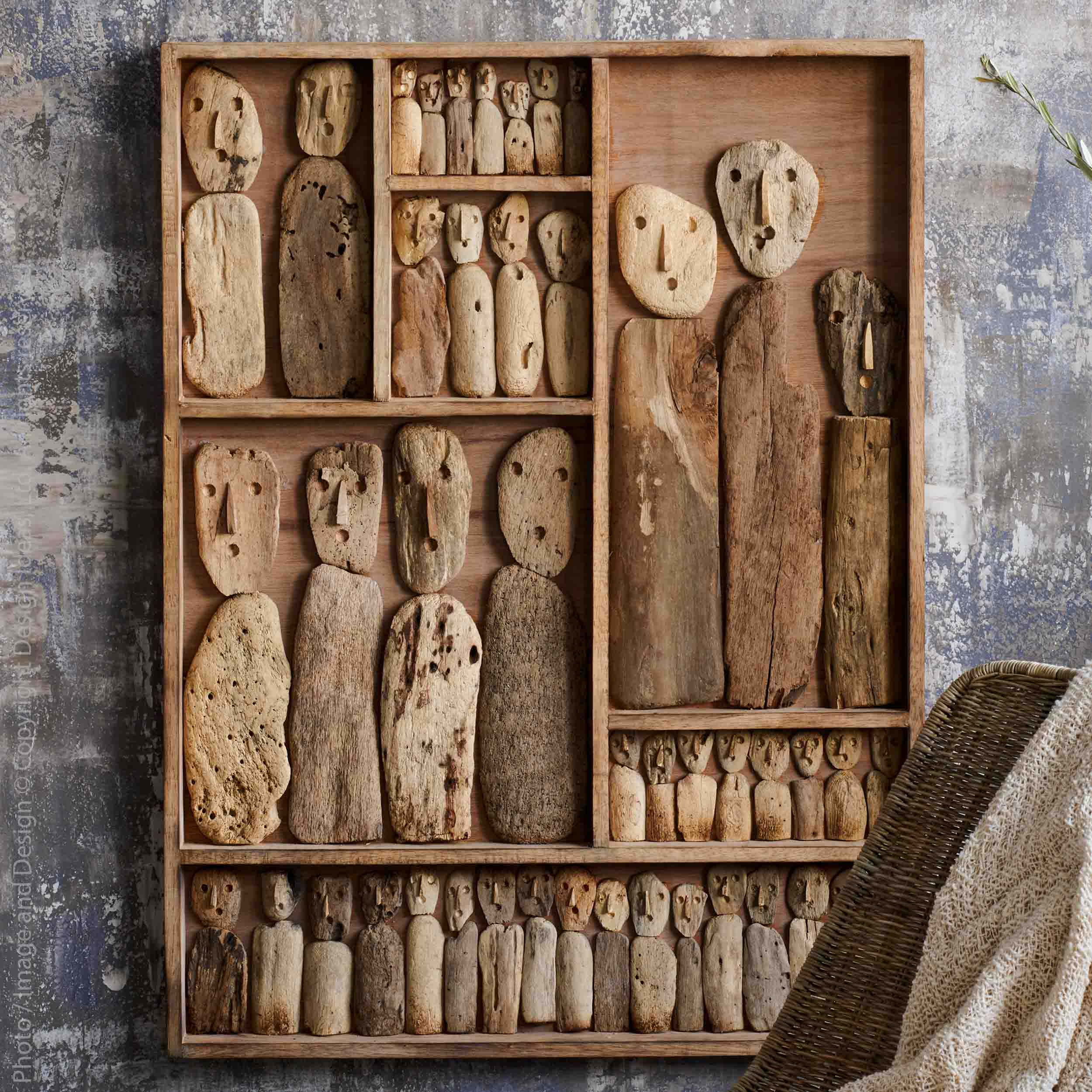 Tavu™ Hand Carved Recycled Wood Shadow Box (30 x 40 x 3in)