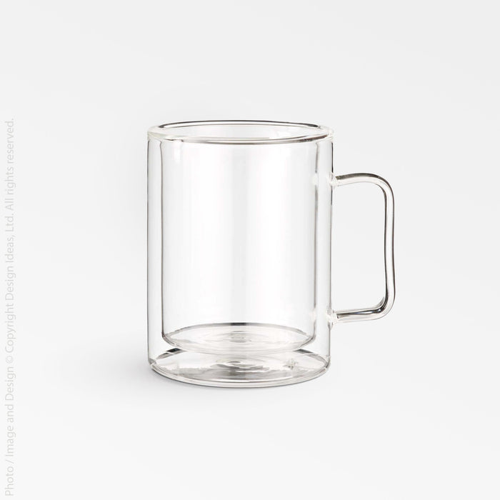 Lexington Double Wall Mug - Clear Color | Image 1 | From the Lexington Collection | Masterfully created with natural glass for long lasting use | Available in clear color | texxture home