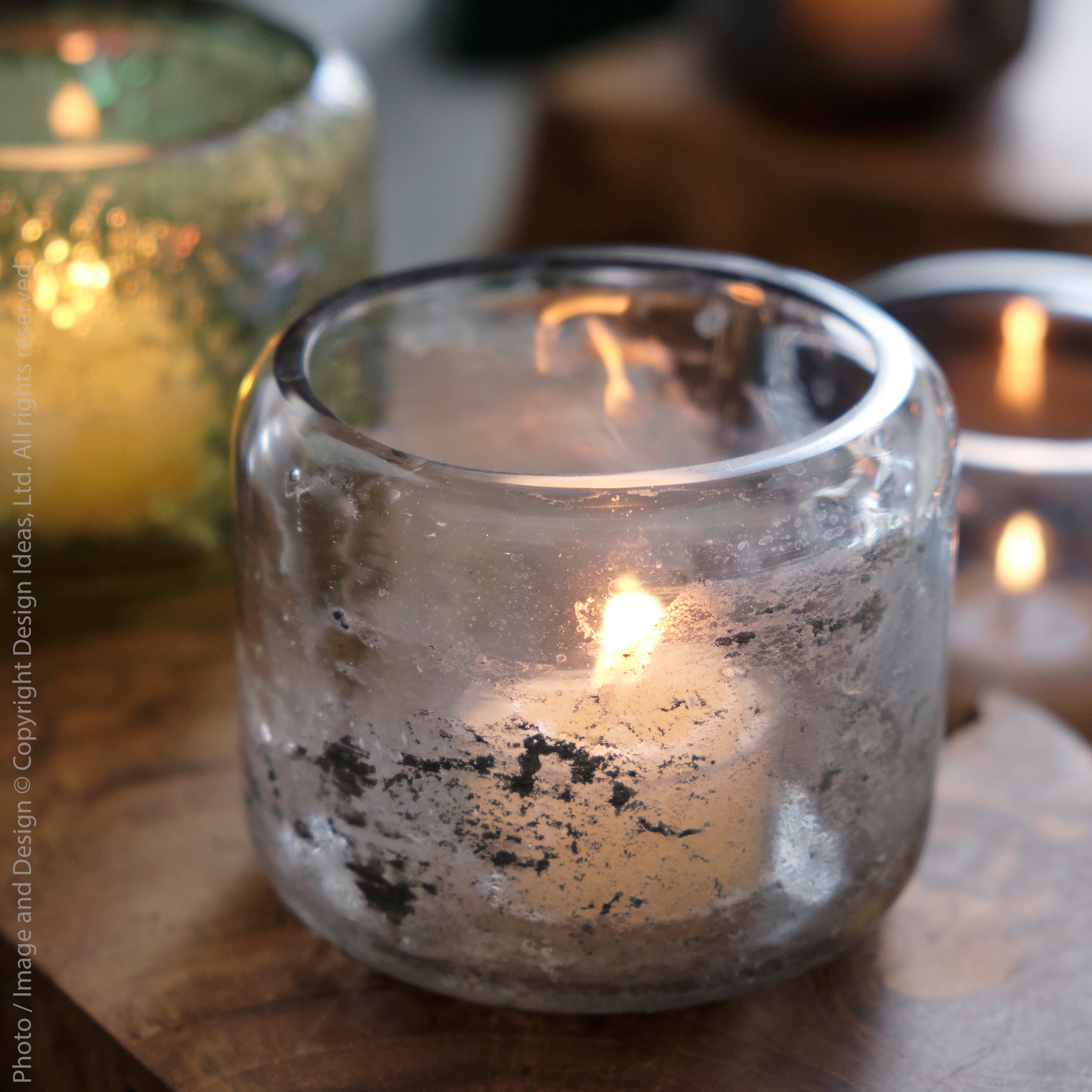 Hubbard Gray Glaze Glass Votive Candle Holder Clear Color | Image 2 | From the Hubbard Collection | Expertly assembled with natural glass for long lasting use | Available in clear color | texxture home