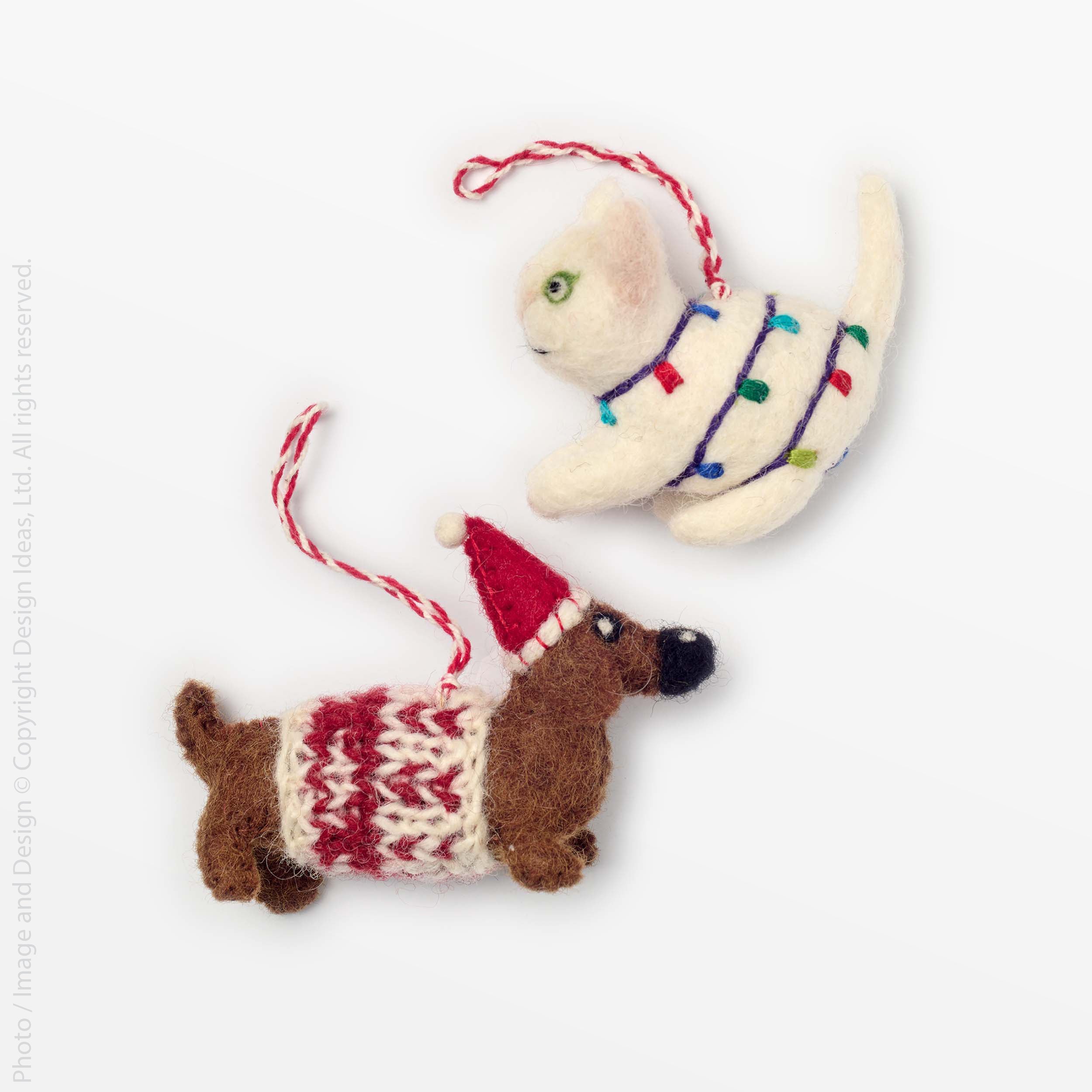 Lilliput™ ornament, paws and claws, set of 2 - Multi | Image 1 | Premium Ornaments from the Lilliput collection | made with Wool for long lasting use | texxture