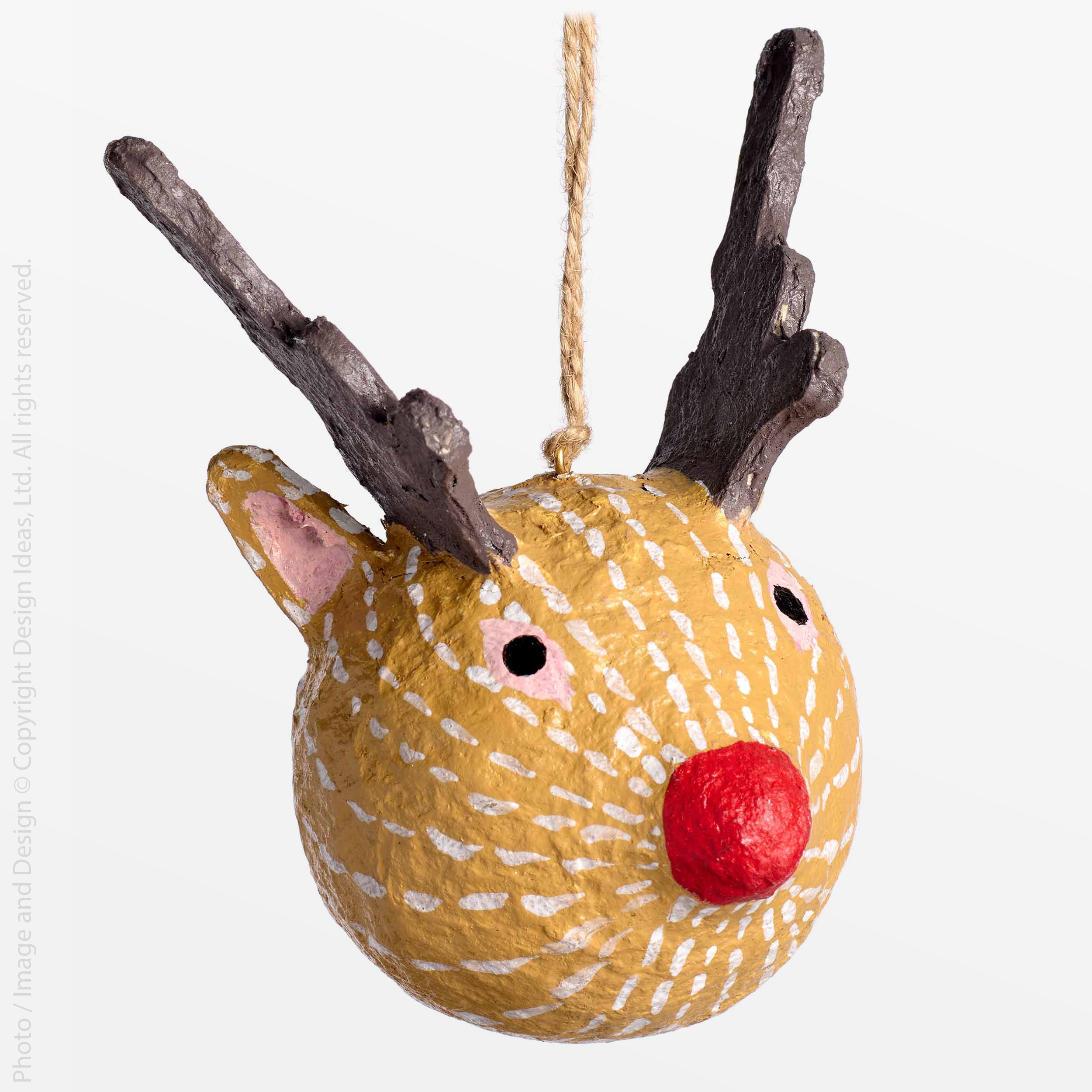 Sugarplum™ ornament, reindeer - Sand | Image 1 | Premium Ornaments from the Sugarplum collection | made with cotton mache for long lasting use | texxture