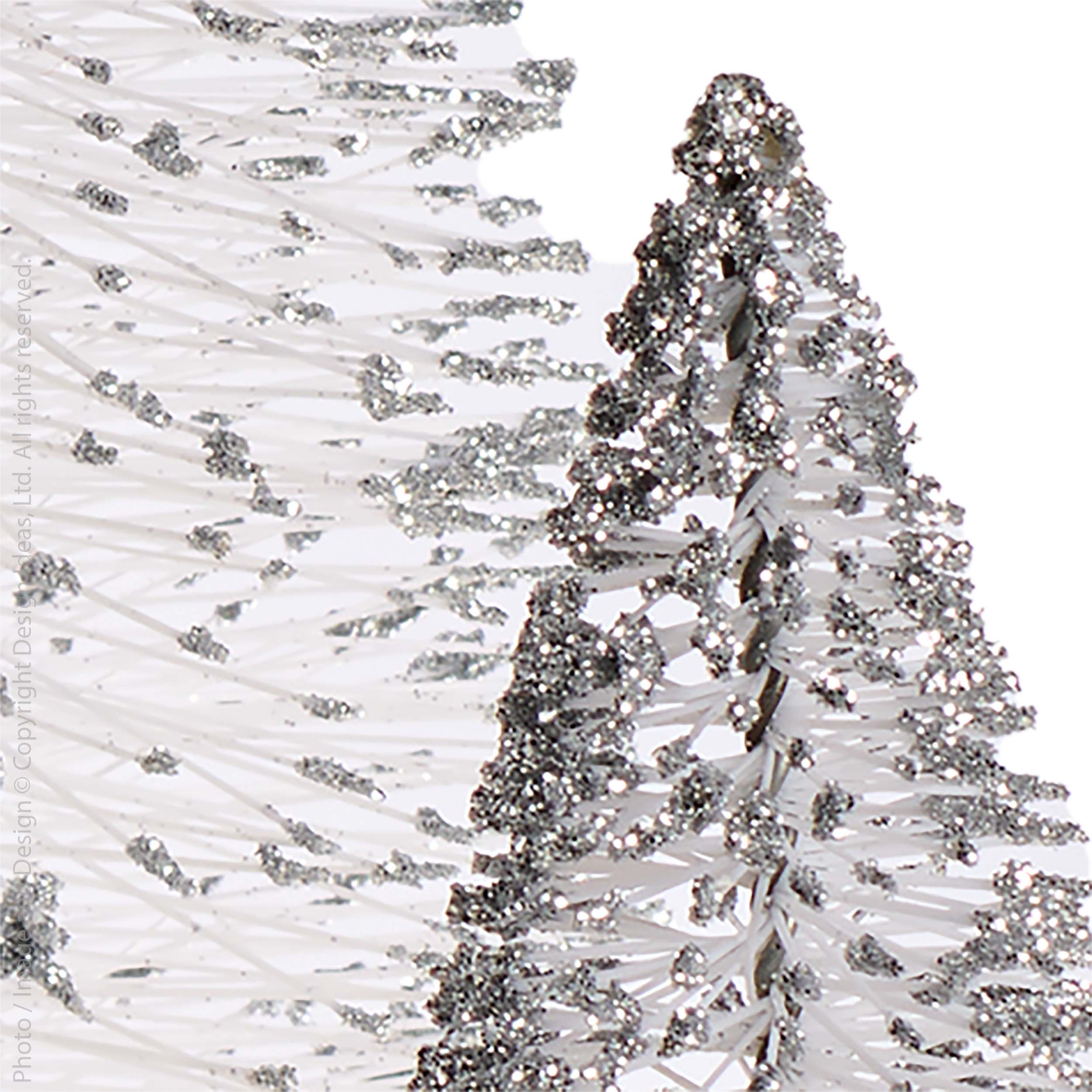 Yukon™ Bottle Brush Trees with White and Silver Glitter (Set of 12)