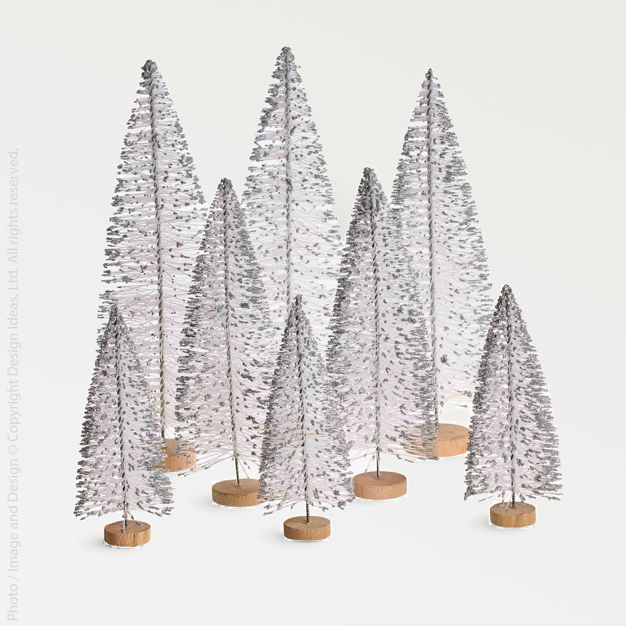 Yukon™ trees, white and silver glitter, set of 8 - White | Image 1 | Premium Decorative from the Yukon collection | made with Steel Wire for long lasting use | texxture