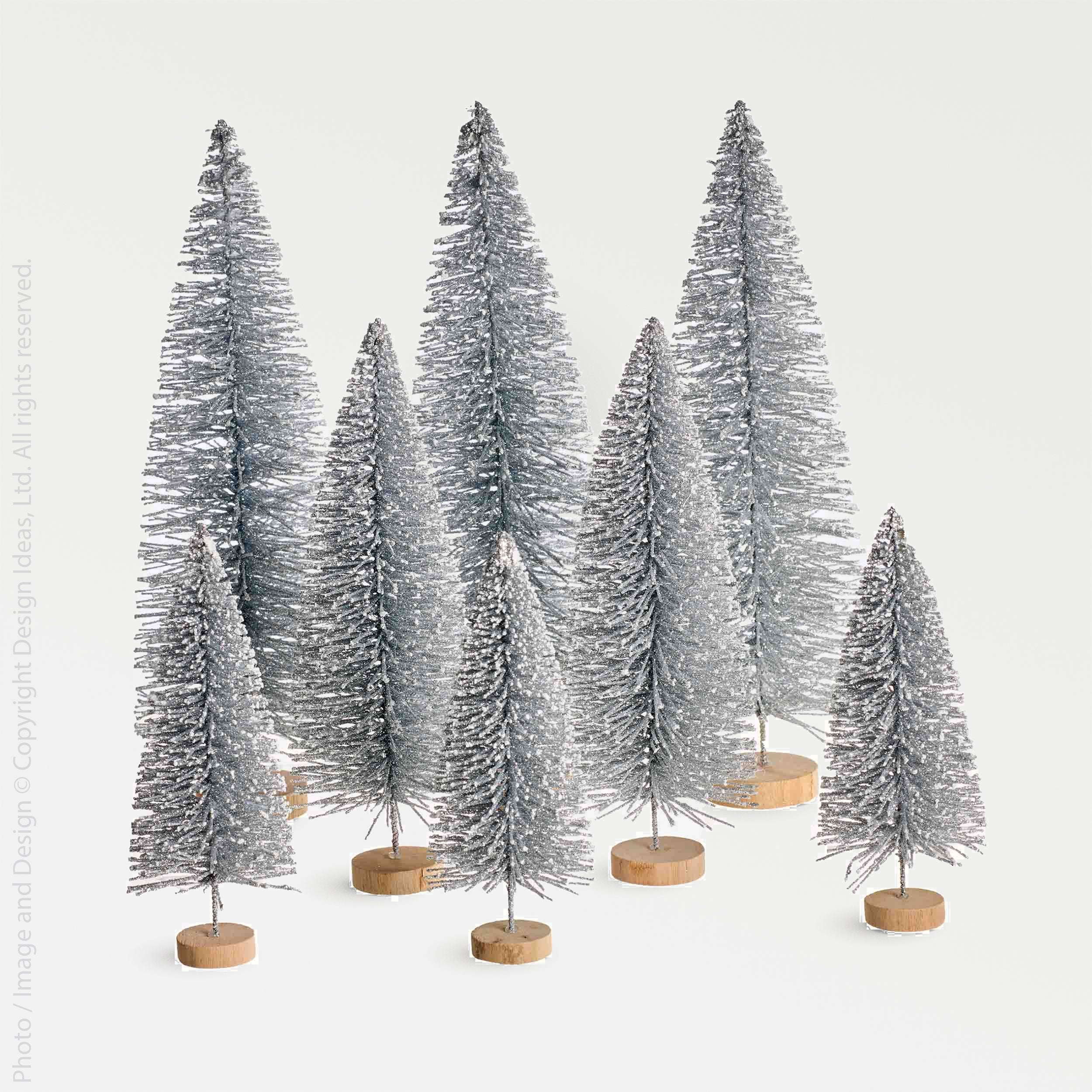 Yukon™ trees, silver with snow, set of 8 - Silver | Image 1 | Premium Decorative from the Yukon collection | made with Steel Wire for long lasting use | texxture