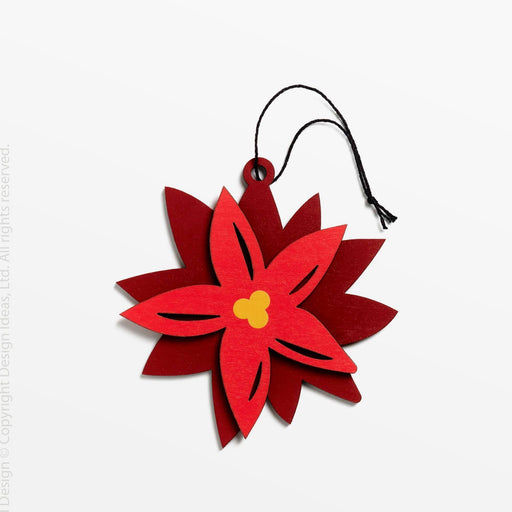 Hollyjolly Poinsetta Wood Ornament - white color | Image 1 | From the HollyJolly Collection | Masterfully made with natural plywood for long lasting use | Available in white color | texxture home