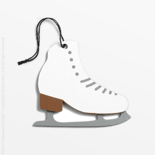 Hollyjolly Ice Skate Wood Ornament - white color | Image 1 | From the HollyJolly Collection | Masterfully crafted with natural plywood for long lasting use | Available in white color | texxture home