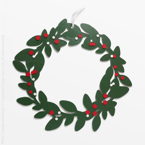 Hollyjolly Wreath Wood Ornament - Black Color | Image 1 | From the HollyJolly Collection | Expertly constructed with natural plywood for long lasting use | Available in white color | texxture home