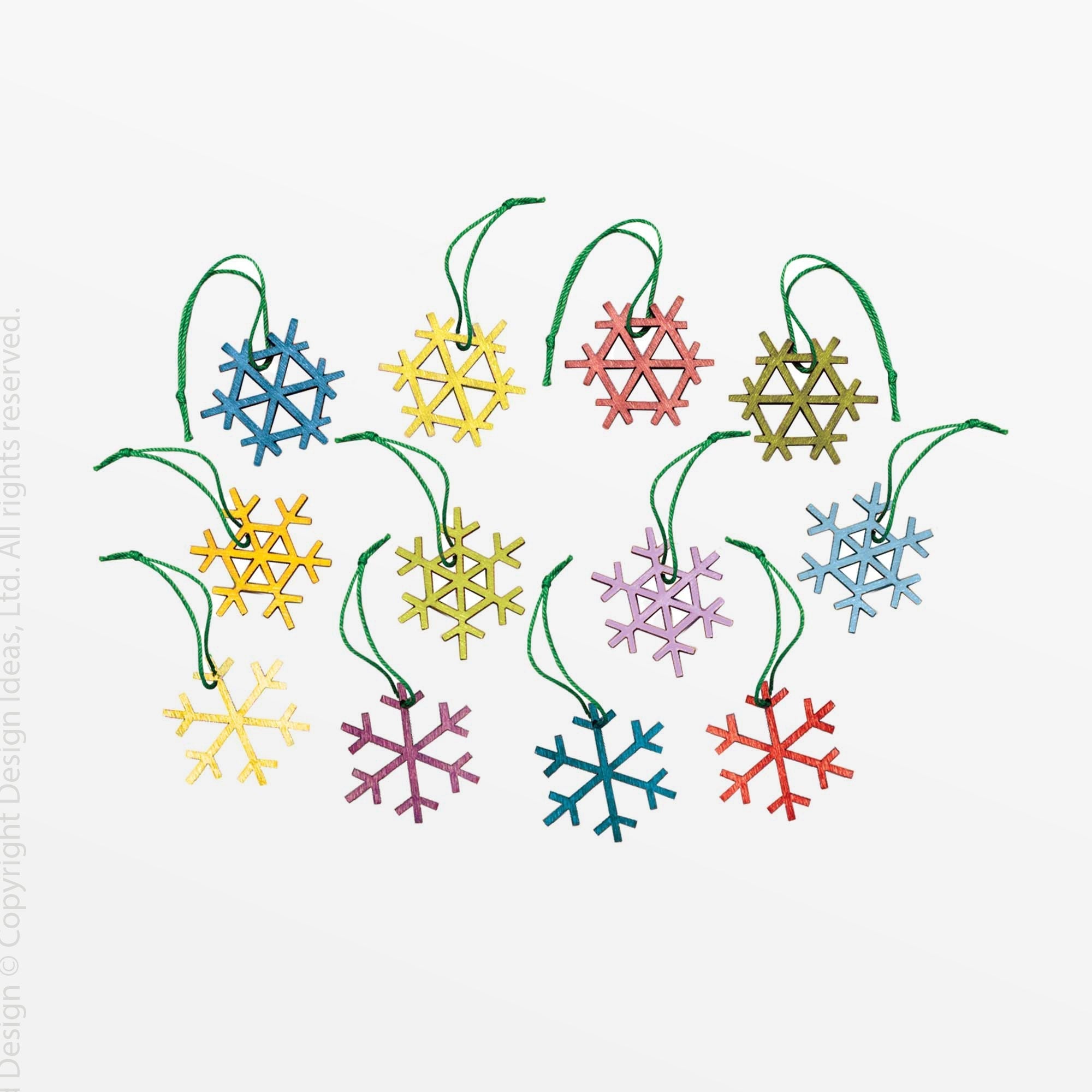 Alpine Wood Snowflake Ornaments (Set of 24) - Black Color | Image 1 | From the Alpine Collection | Skillfully crafted with natural wood for long lasting use | Available in white color | texxture home