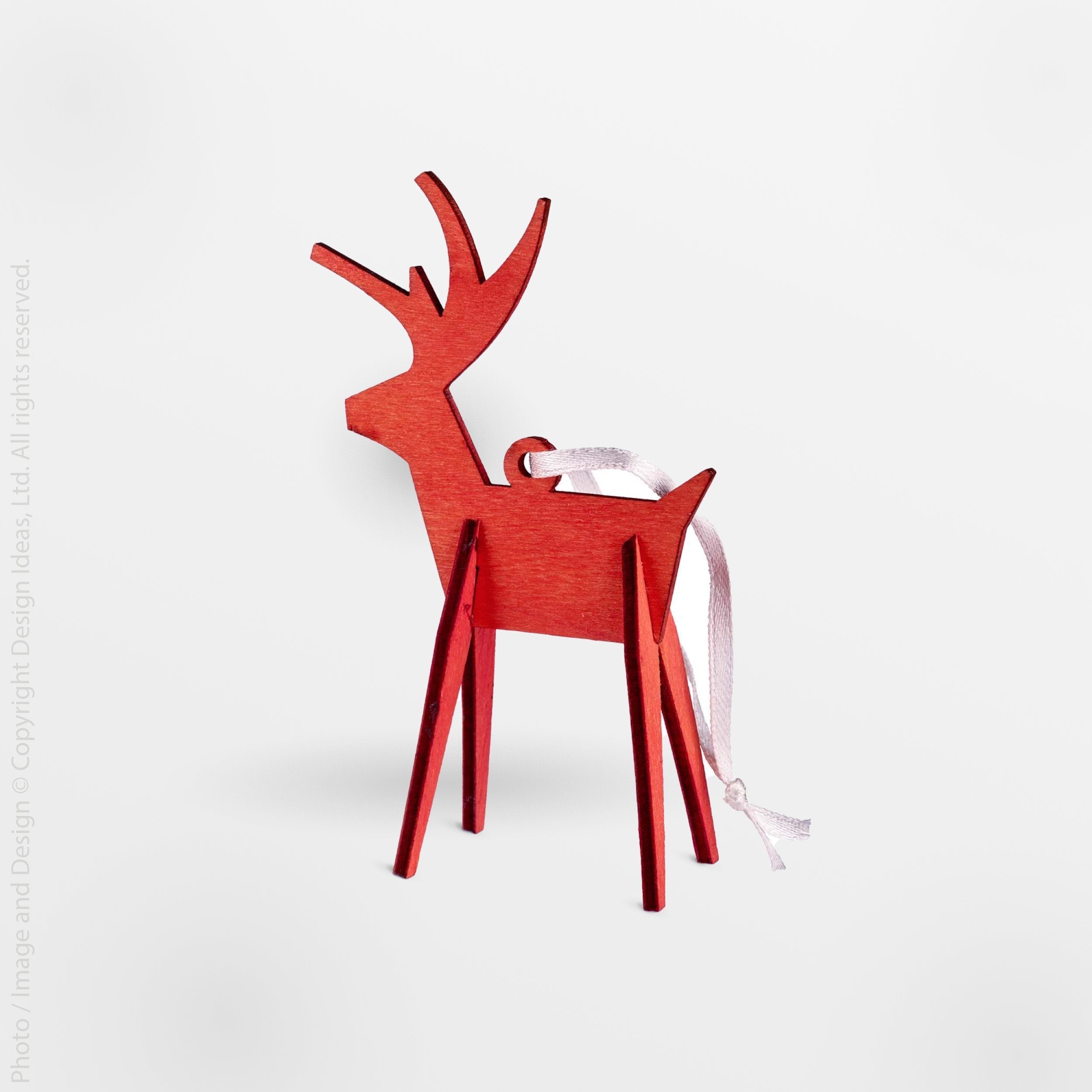 Alpine Reindeer Wood Ornament - white color | Image 1 | From the Alpine Collection | Elegantly handmade with natural wood for long lasting use | Available in white color | texxture home