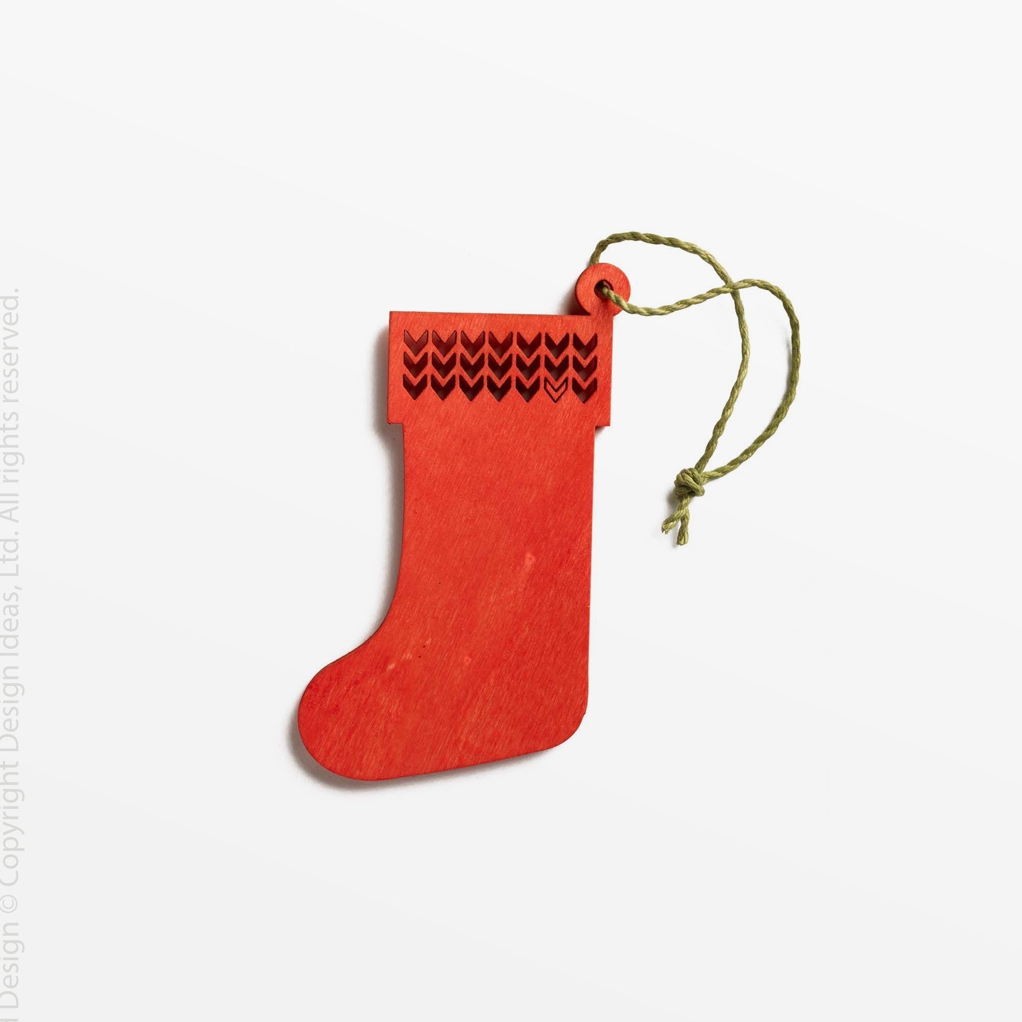 Festive Stocking Wood Ornament - white color | Image 1 | From the Festive Collection | Elegantly assembled with natural wood for long lasting use | Available in white color | texxture home