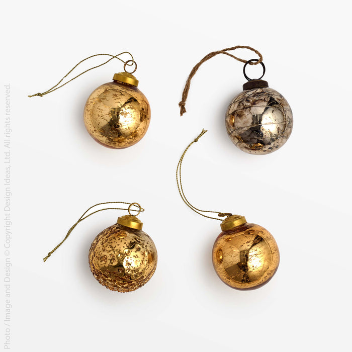 Auban™ Mouth Blown Glass Ornaments - 2 inch (set of 4)