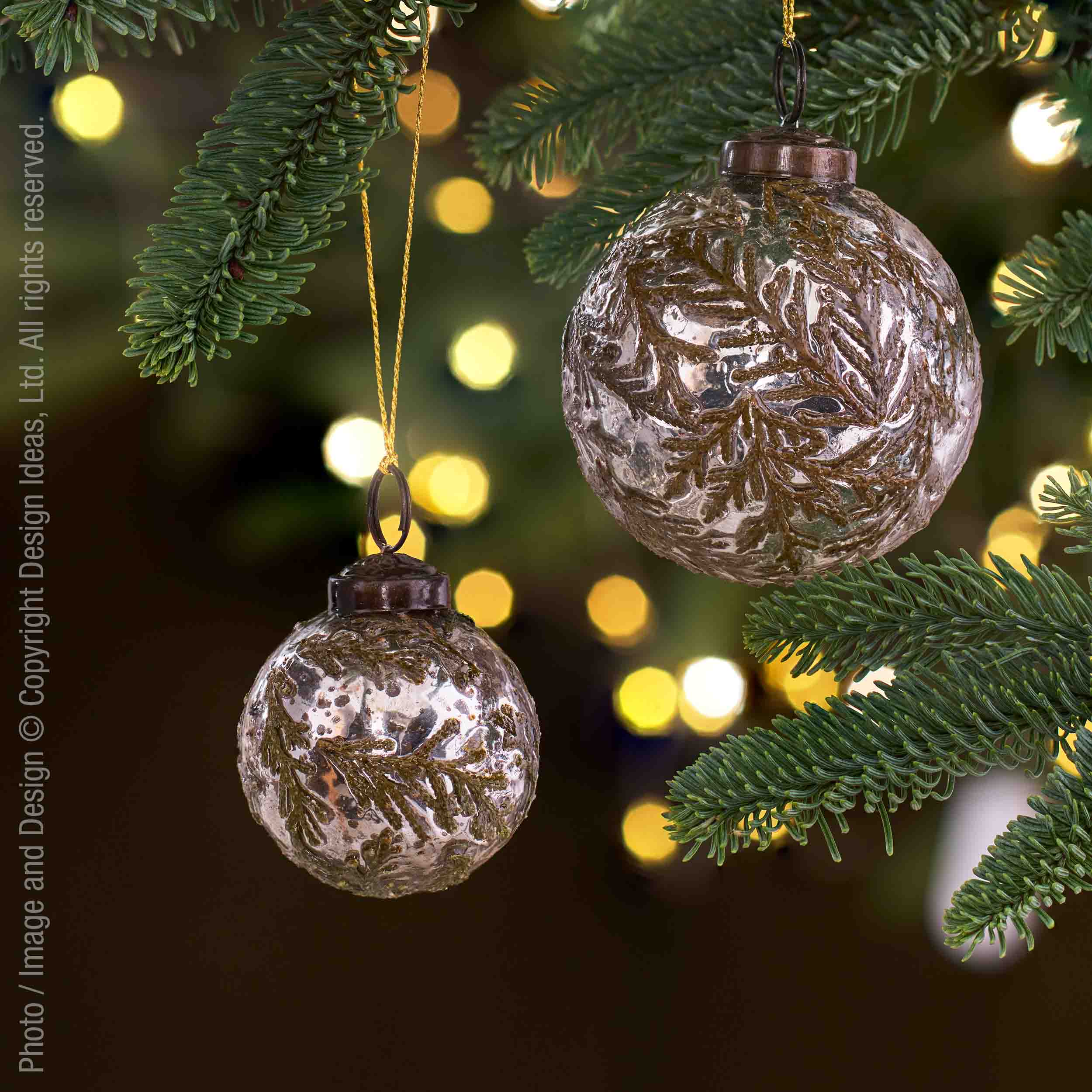 Balsam™ Mouth Blown Glass Ornament, 2in - Silver | Image 2 | Premium Ornaments from the Balsam collection | made with Glass for long lasting use | texxture